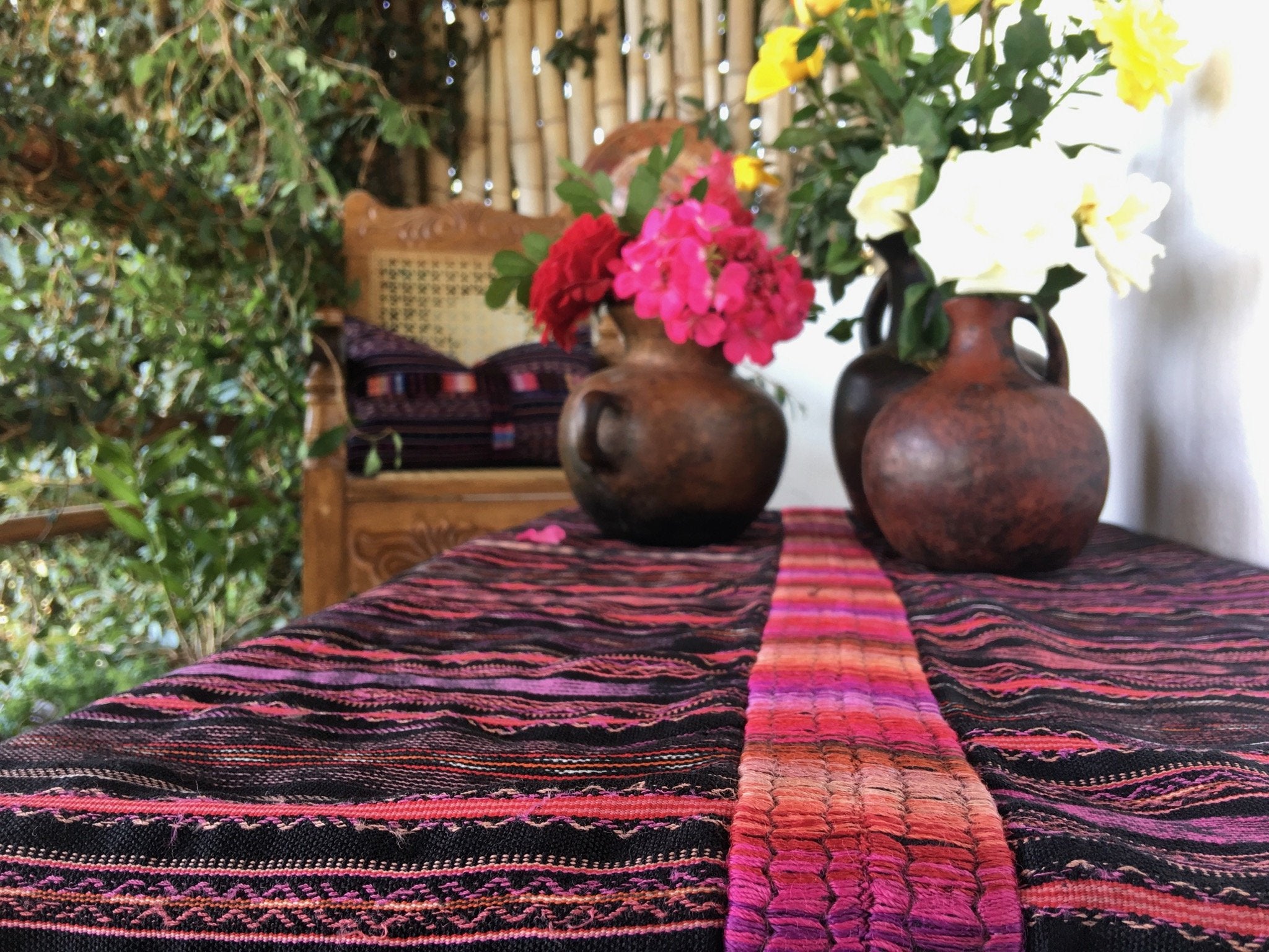 Guatemalan textiles, ikat pillow - Lamour Artisans