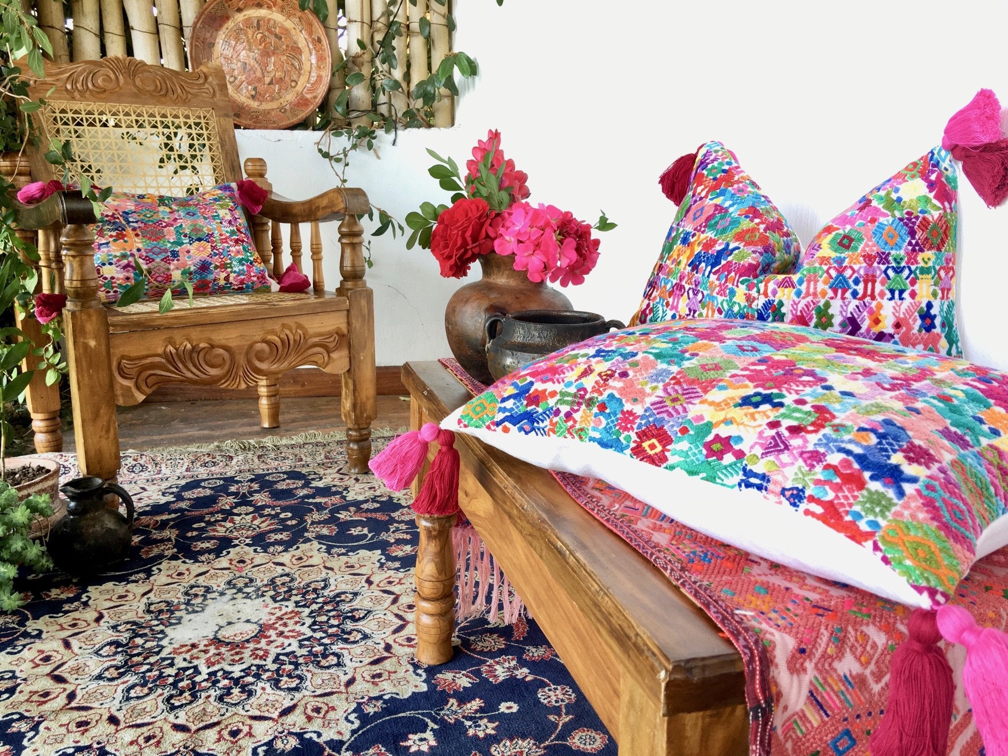 Guatemalan textiles, huipil pillow - Lamour Artisans
