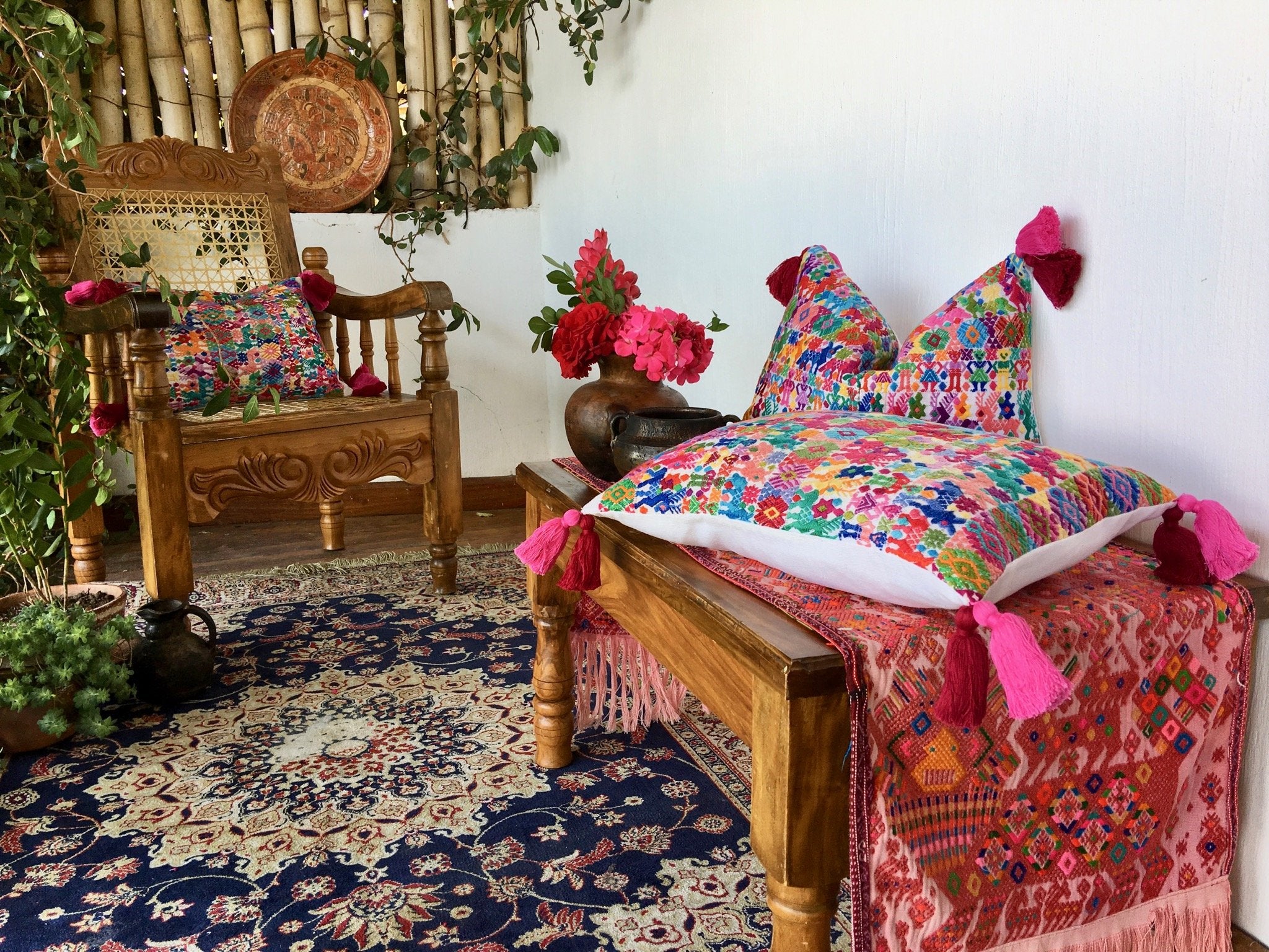 Guatemalan textiles, huipil pillow - Lamour Artisans