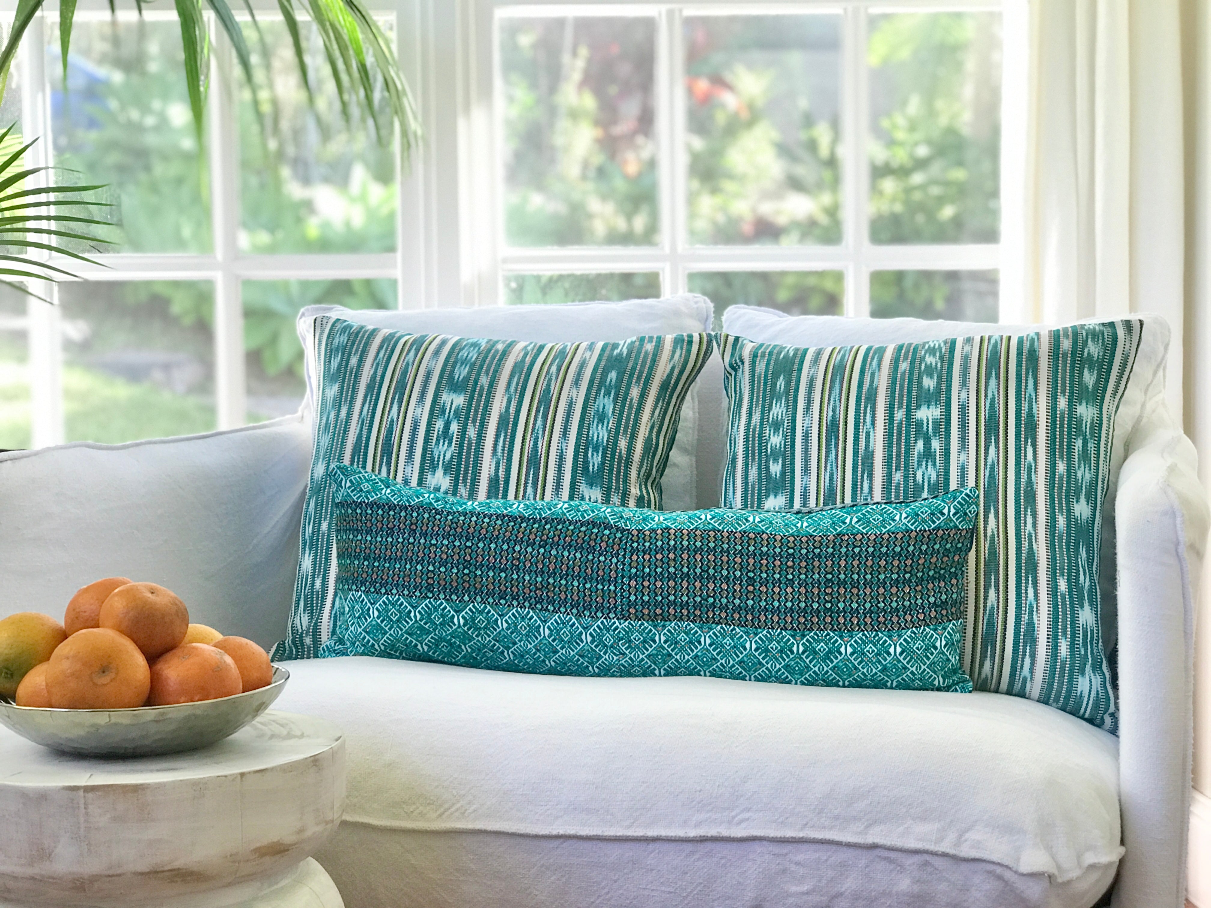 Guatemalan Huipil Pillows - Green Nahuala XXI