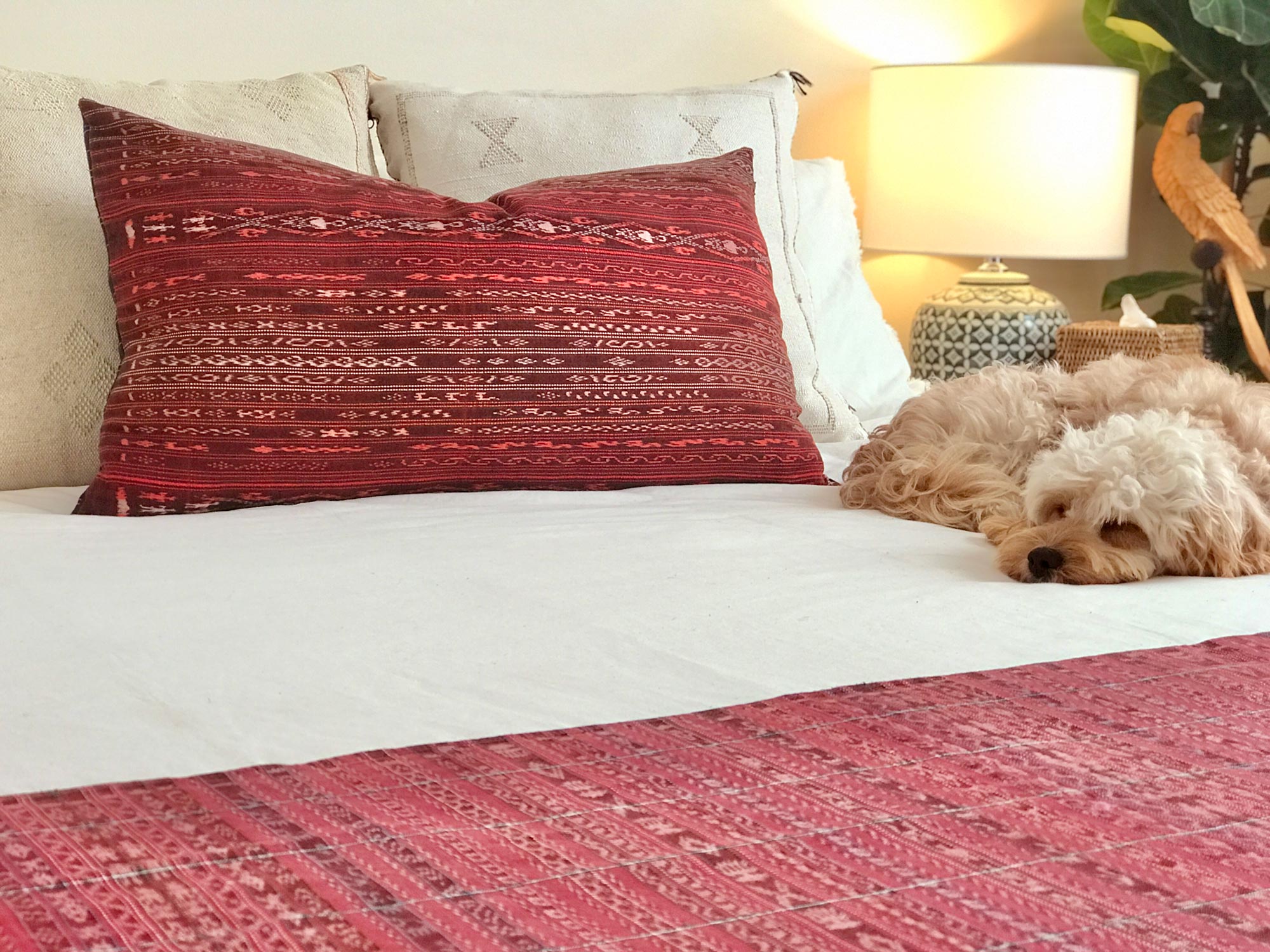 Guatemalan Huipil Pillows - Red Santiago Corte