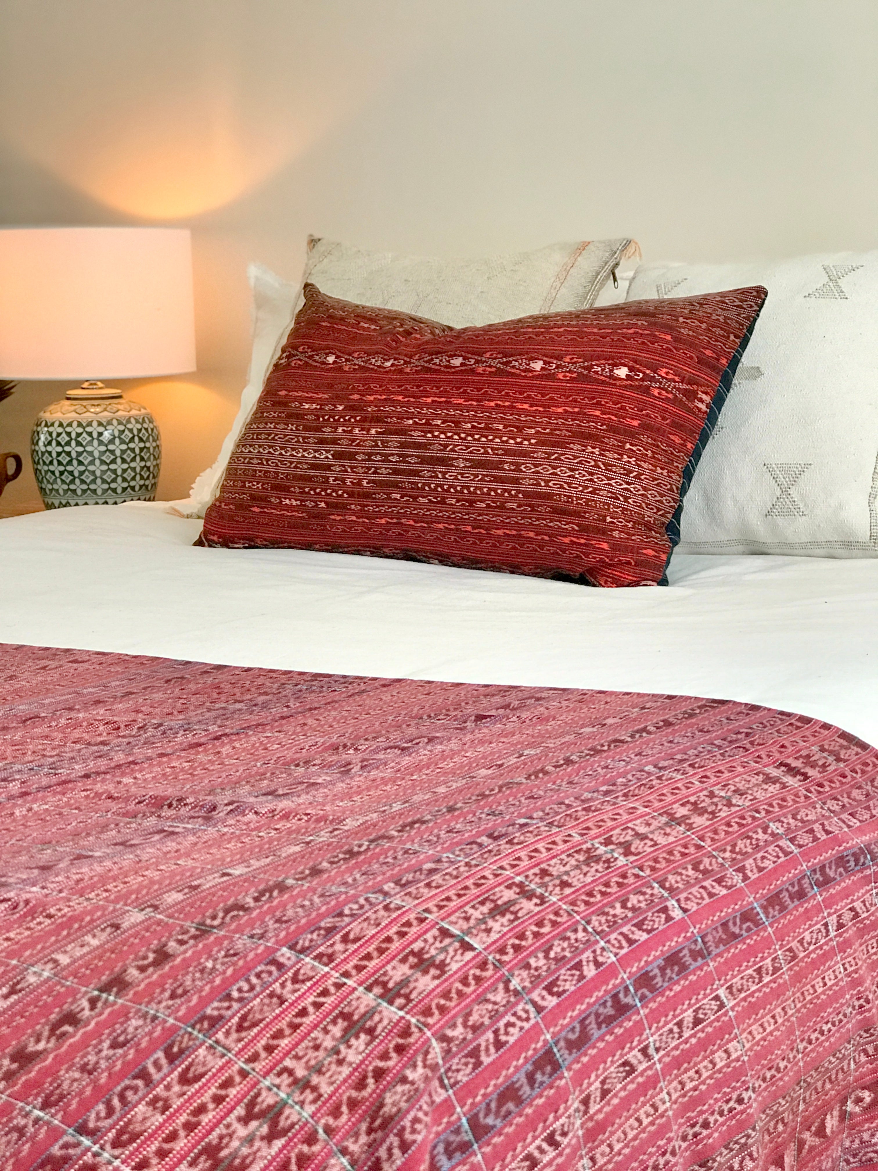 Guatemalan Huipil Pillows - Red Santiago Corte