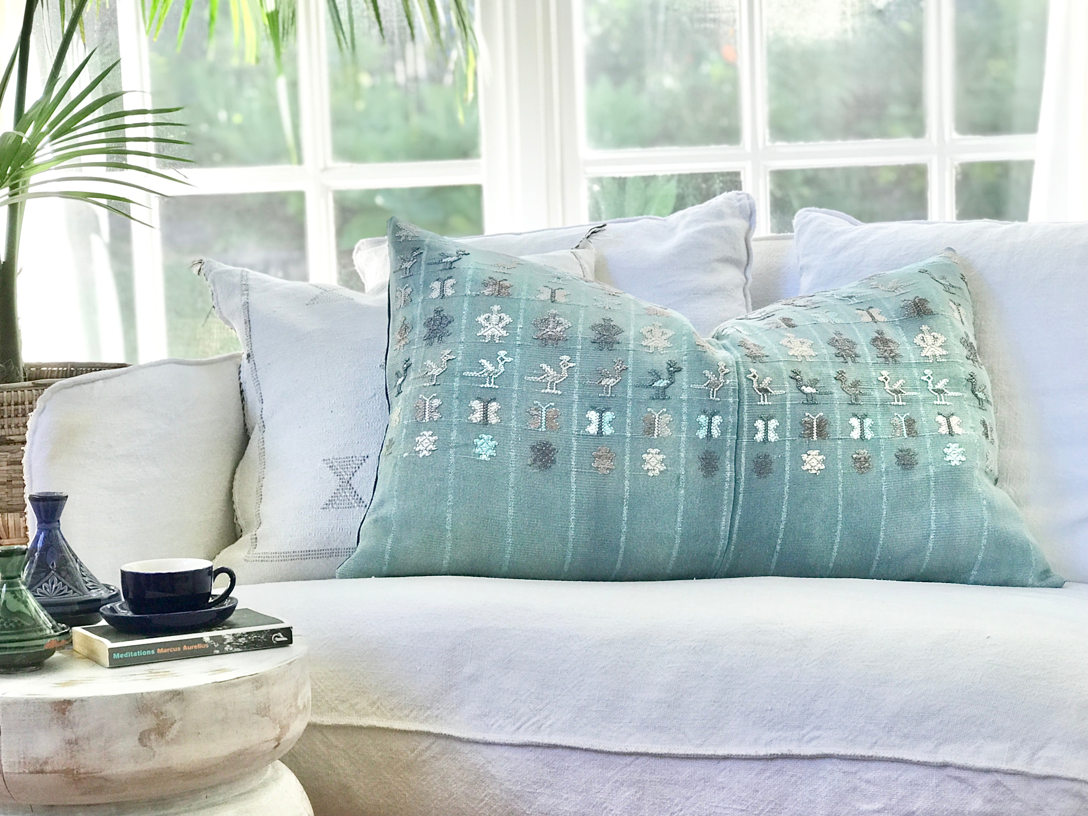 Vintage Textile Cushion - Blue Santa Catarina II