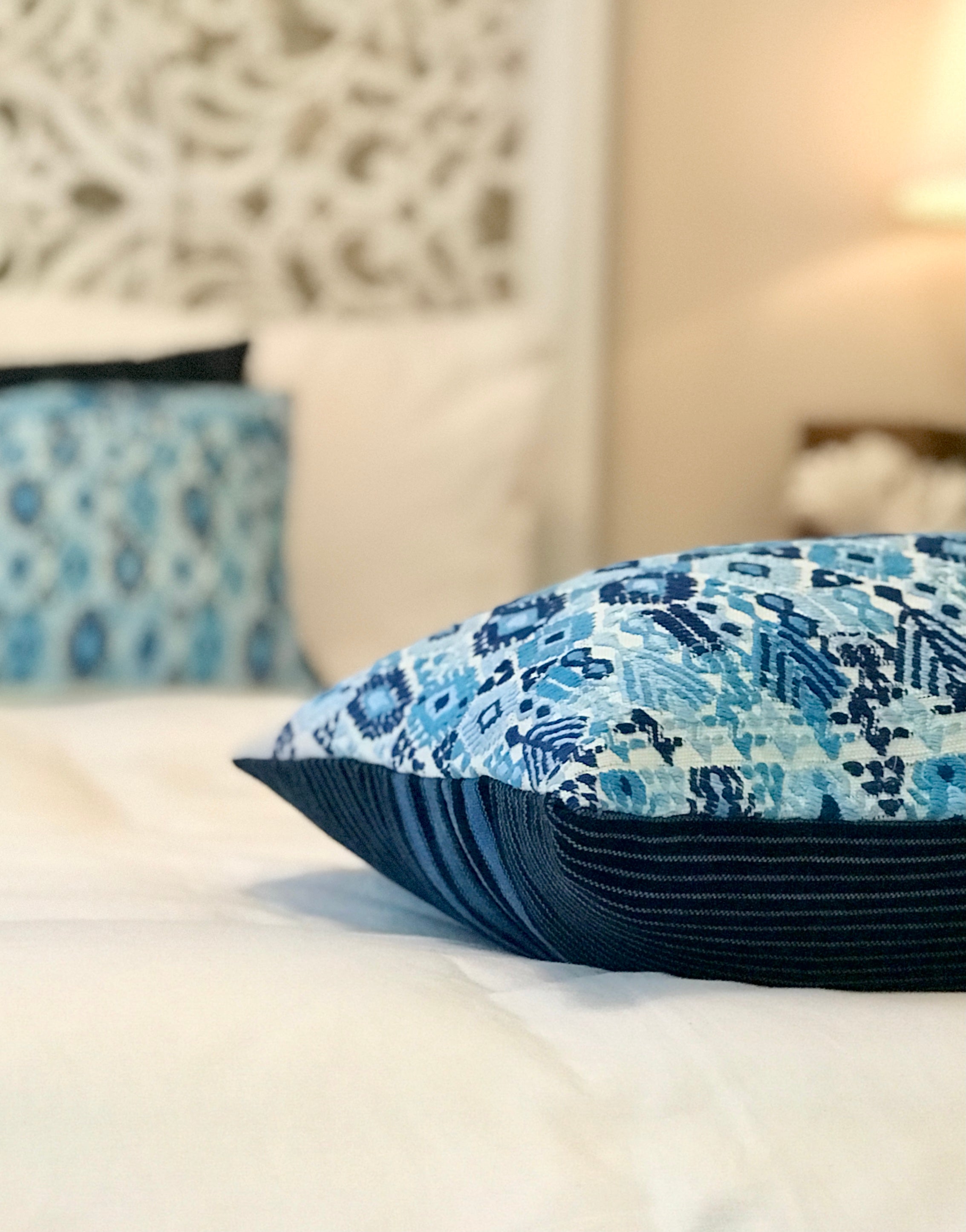 Vintage Textile Pillow - Blue Coban XXVII