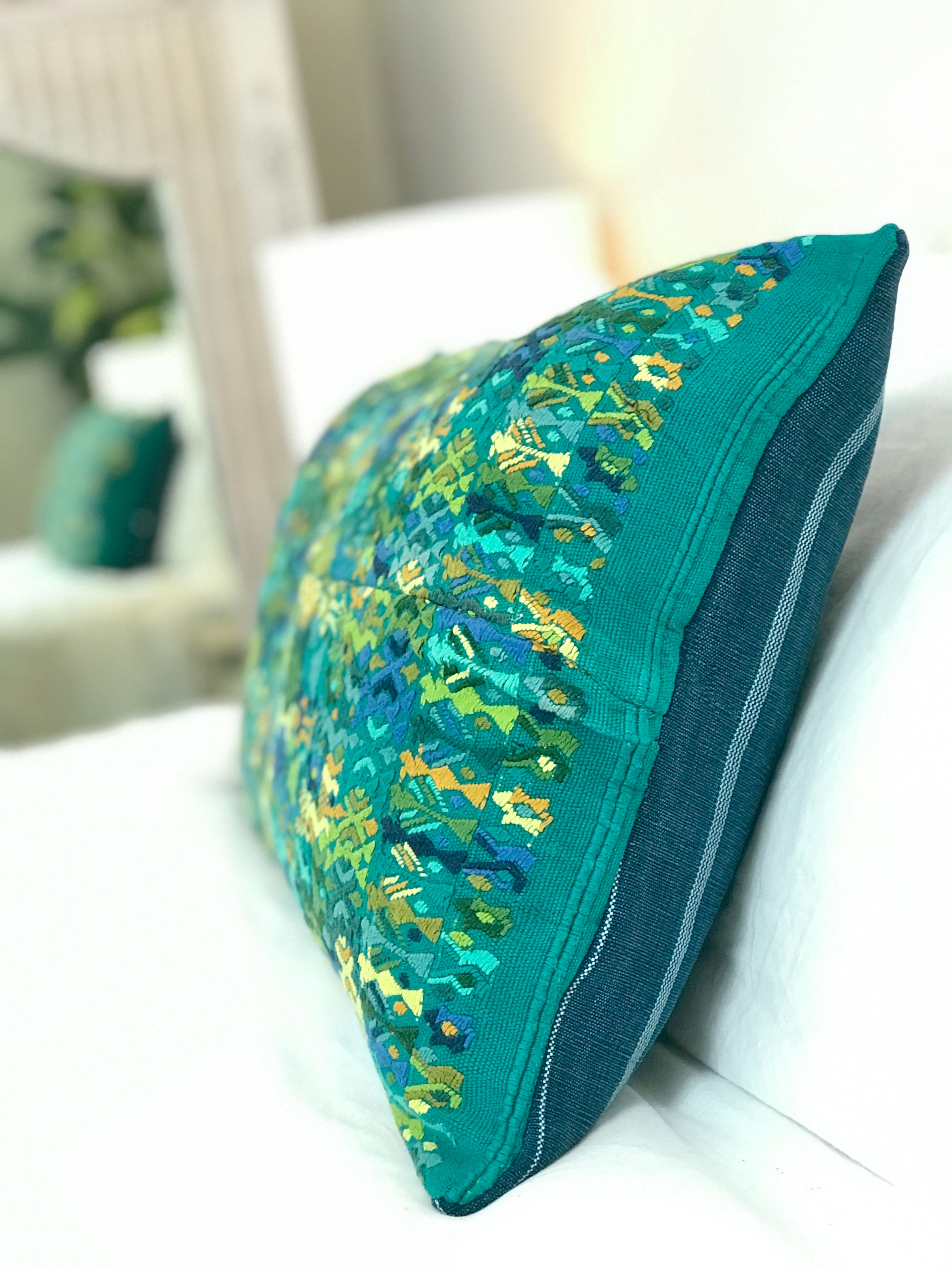 Vintage Textile Pillow - Green Coban XXVI
