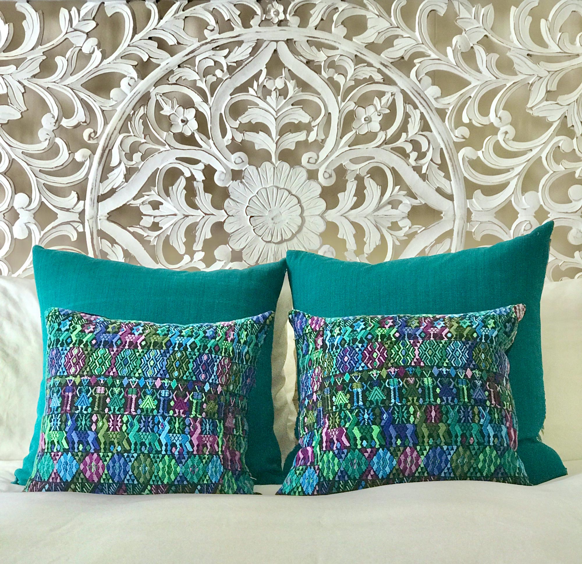 Guatemalan Huipil Pillows - Green Coban XXIV