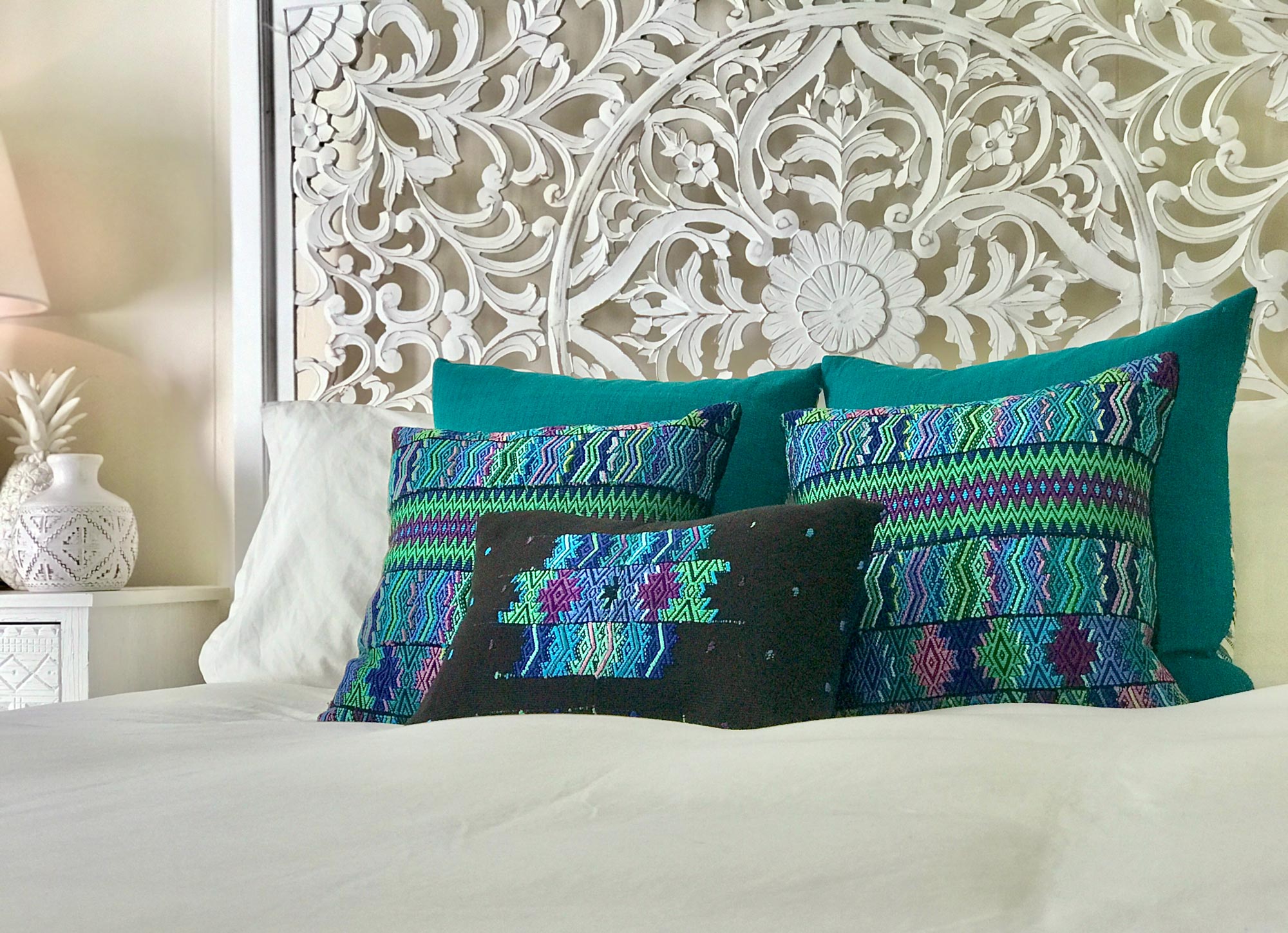 Guatemalan Huipil Pillows - Green Coban XXIV