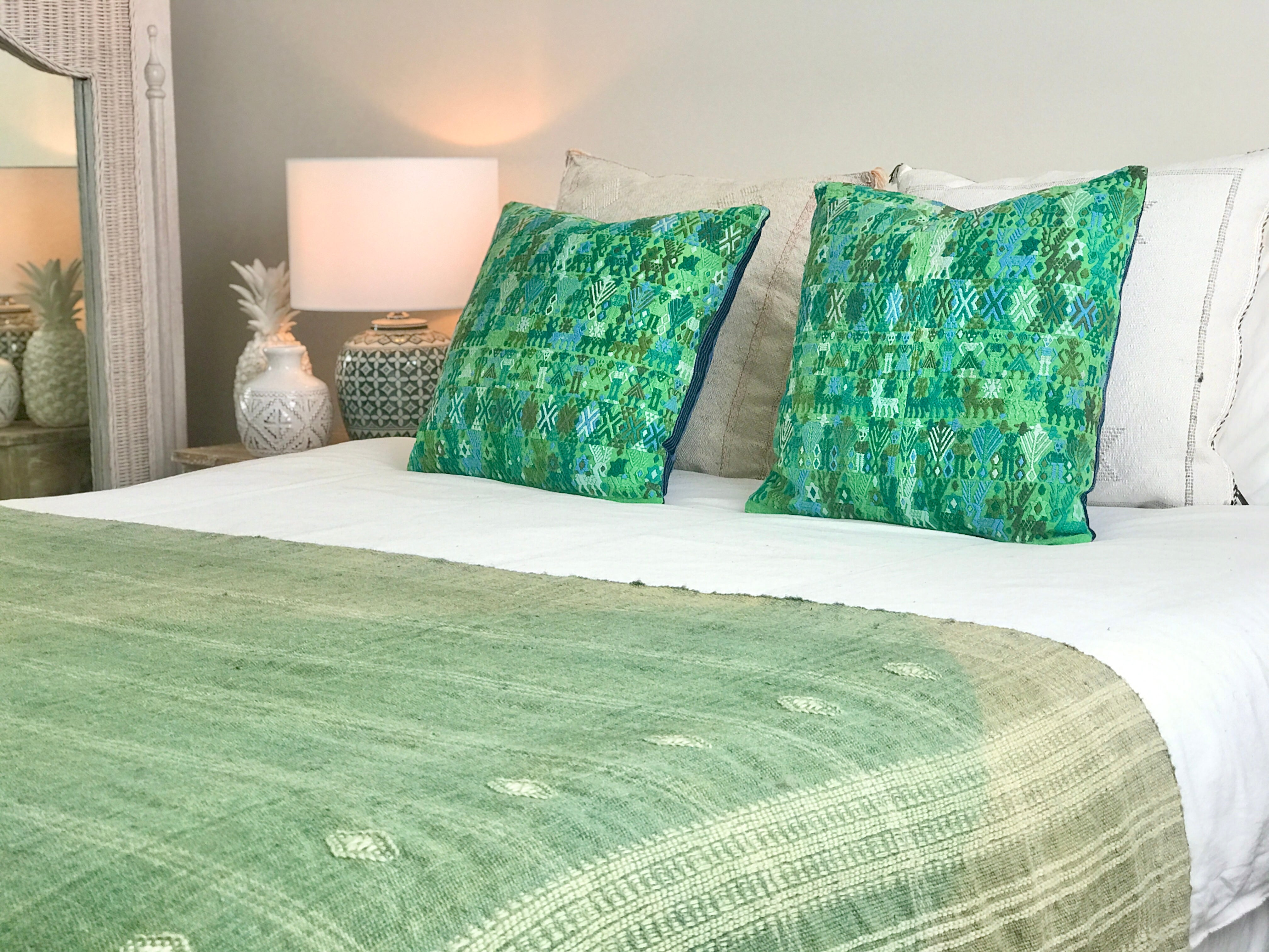 Guatemalan Huipil Pillows - Green Coban XXXI