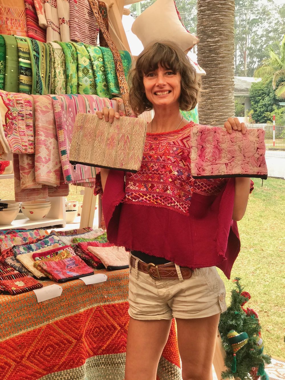 Guatemalan Huipil - dark red San Juan Cotzal huipil