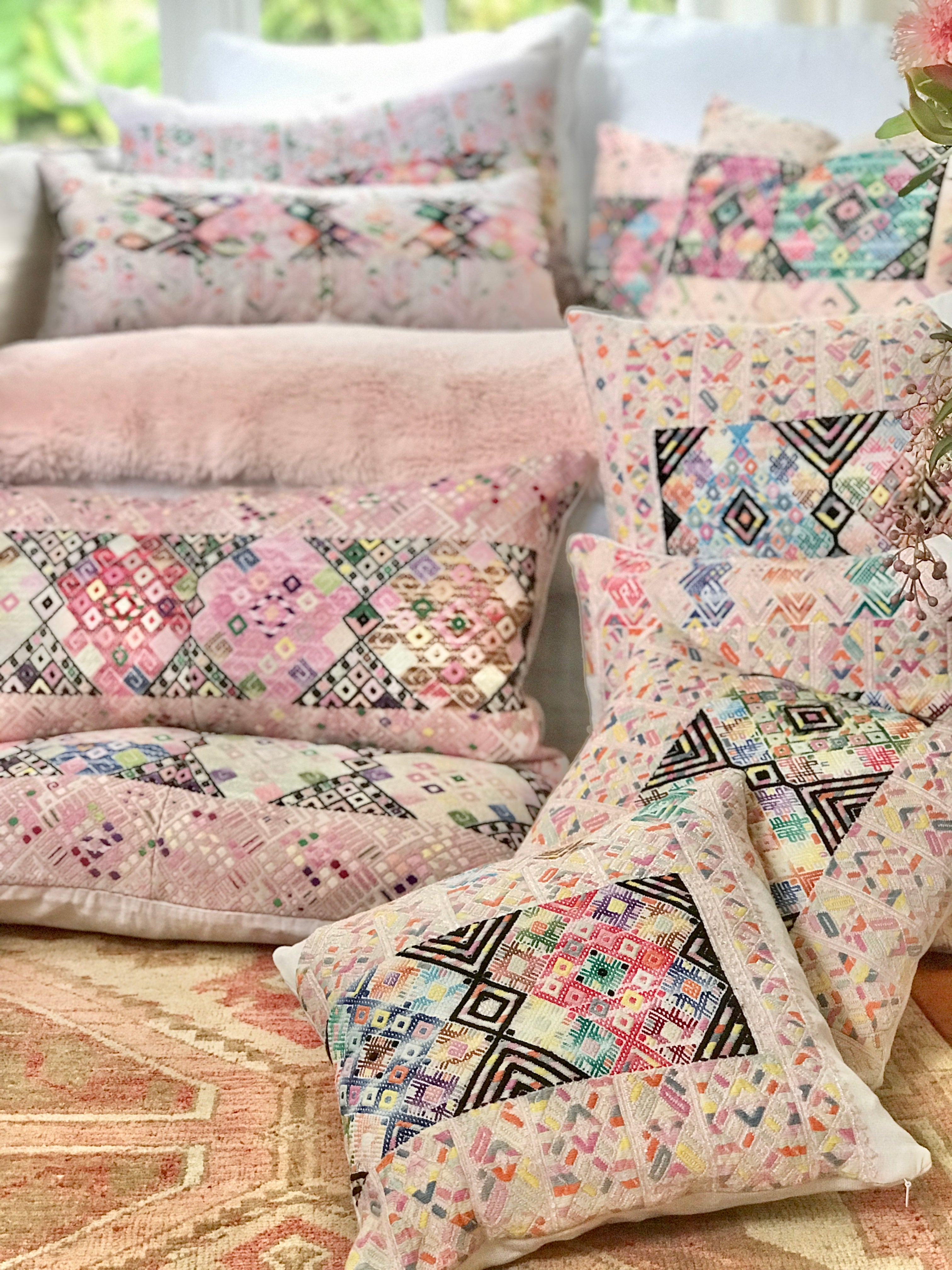 Vintage Textile Cushion - Pink Nahuala XVI