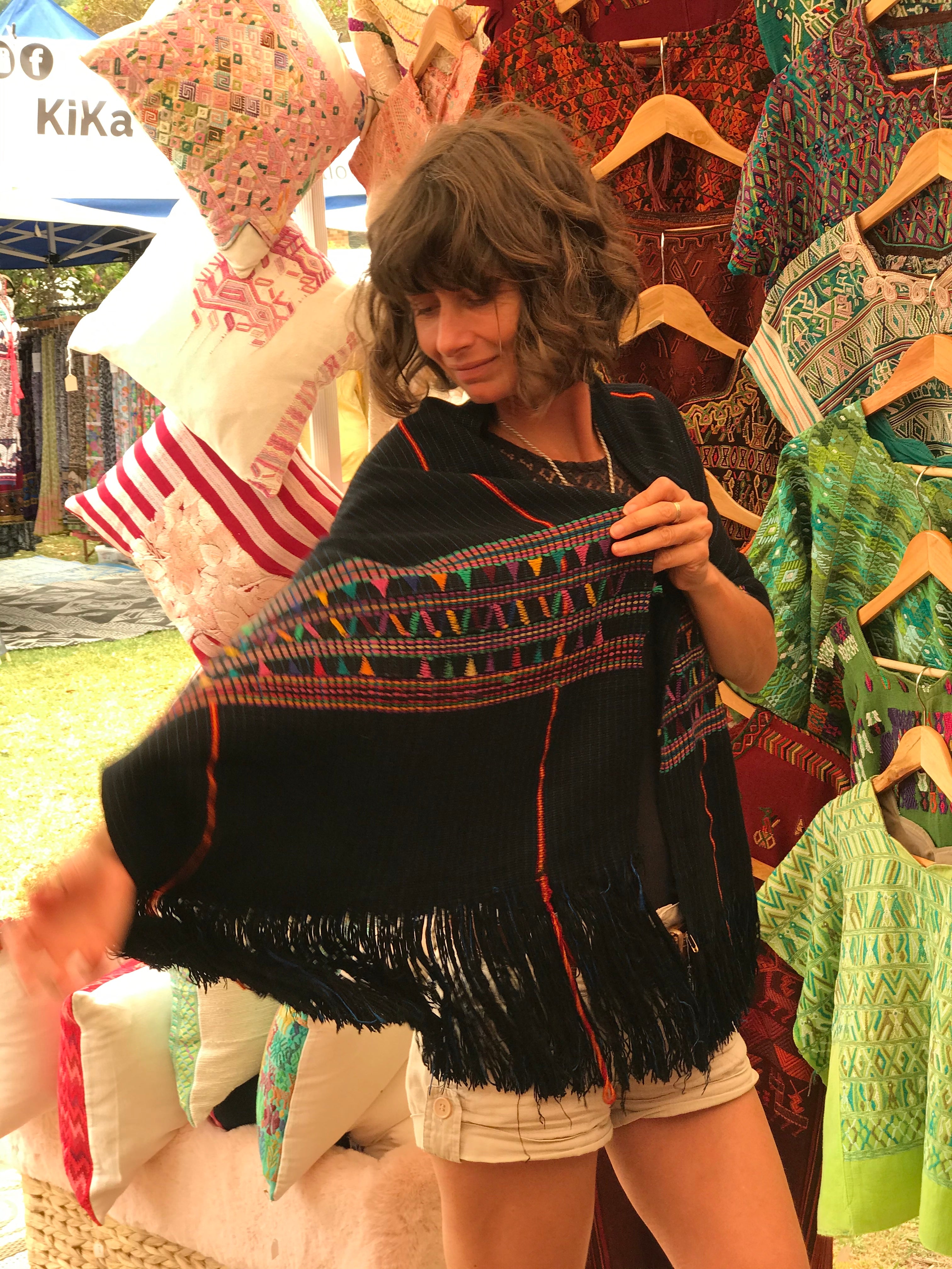 Guatemalan Tzute - Blue San Juan Cotzal Shawl