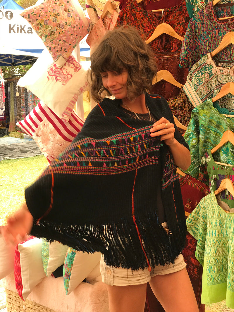 Guatemalan Tzute - Blue San Juan Cotzal Shawl