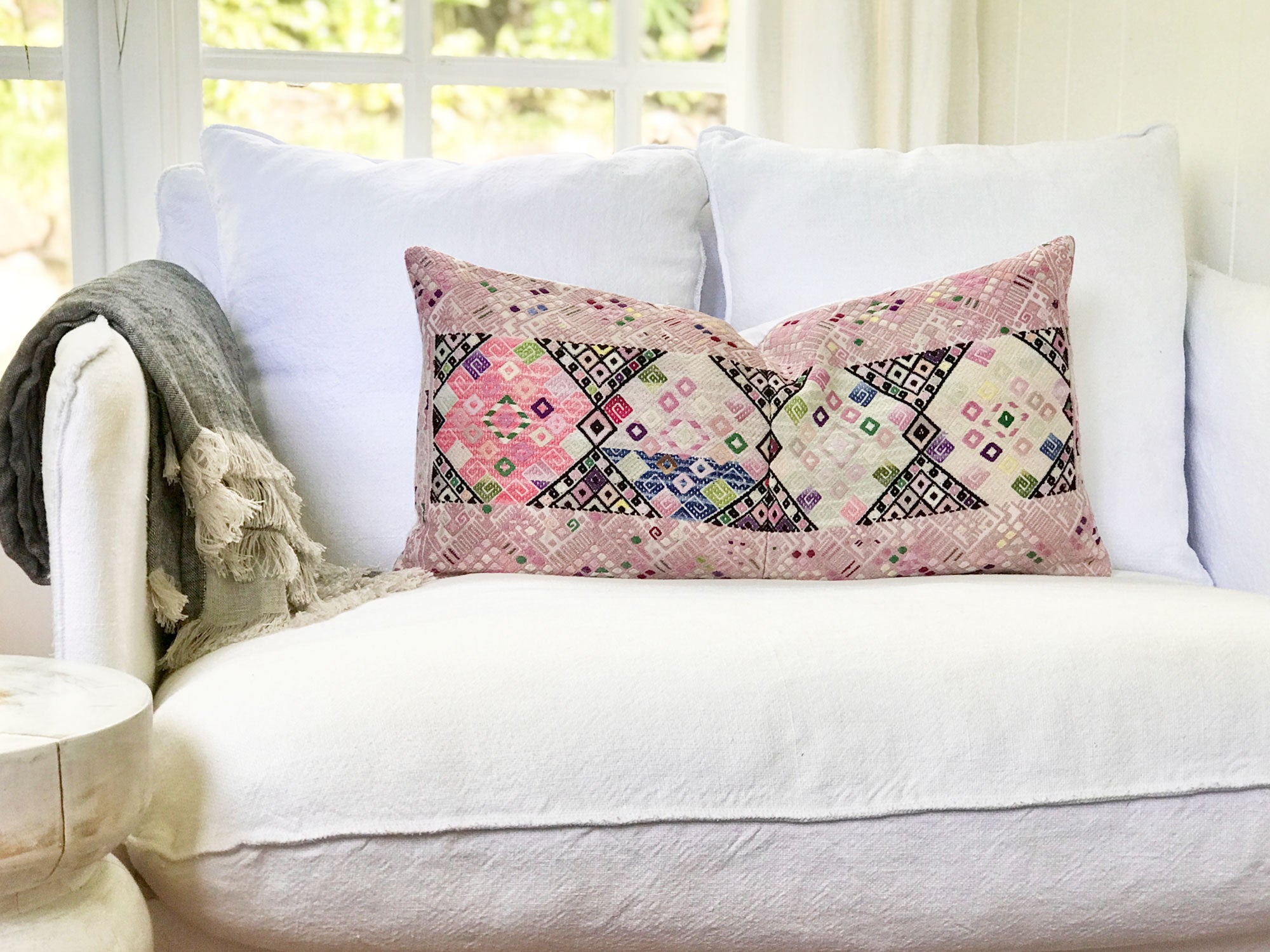 Vintage Textile Cushion - Pink Nahuala XV