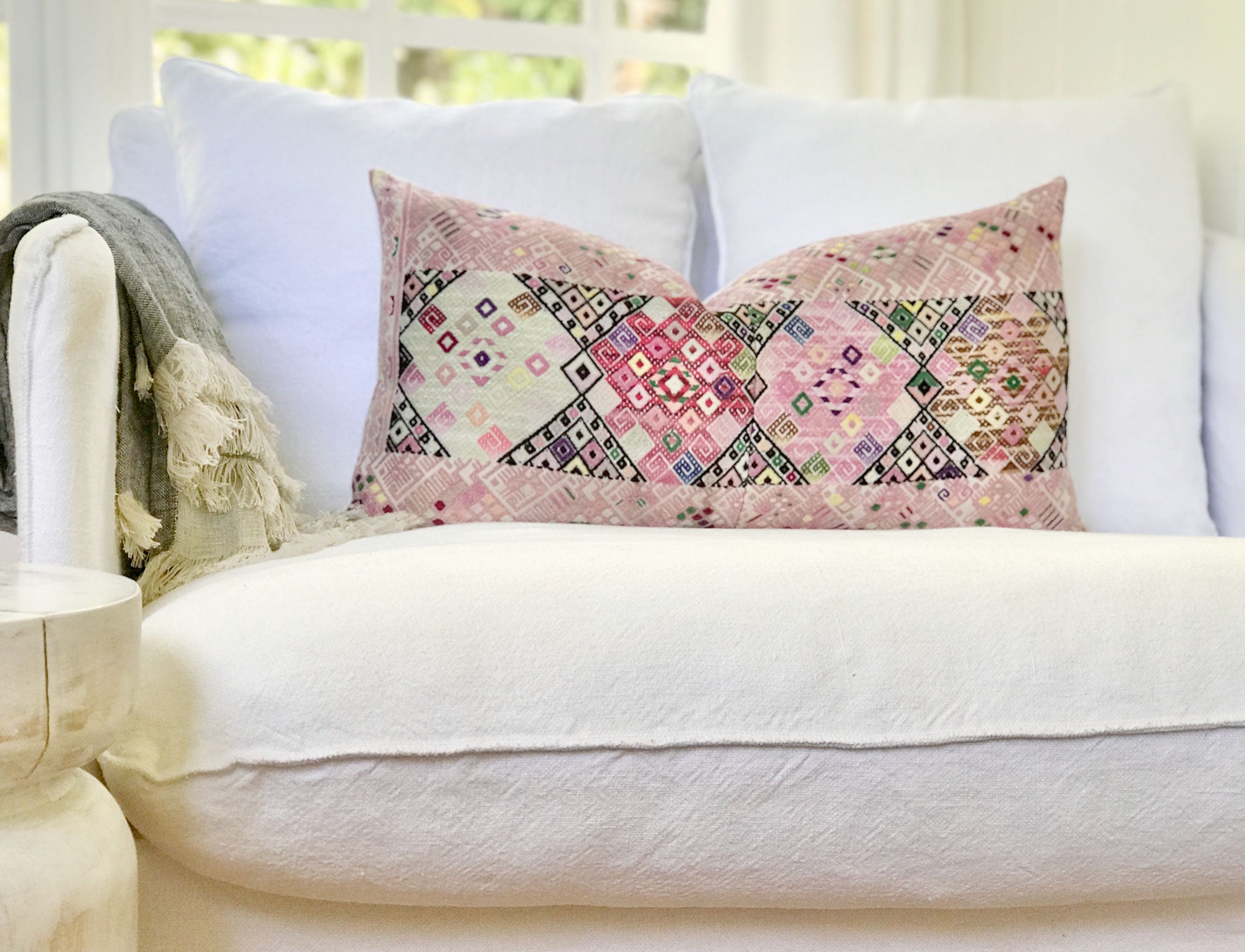 Vintage Textile Cushion - Pink Nahuala XIV