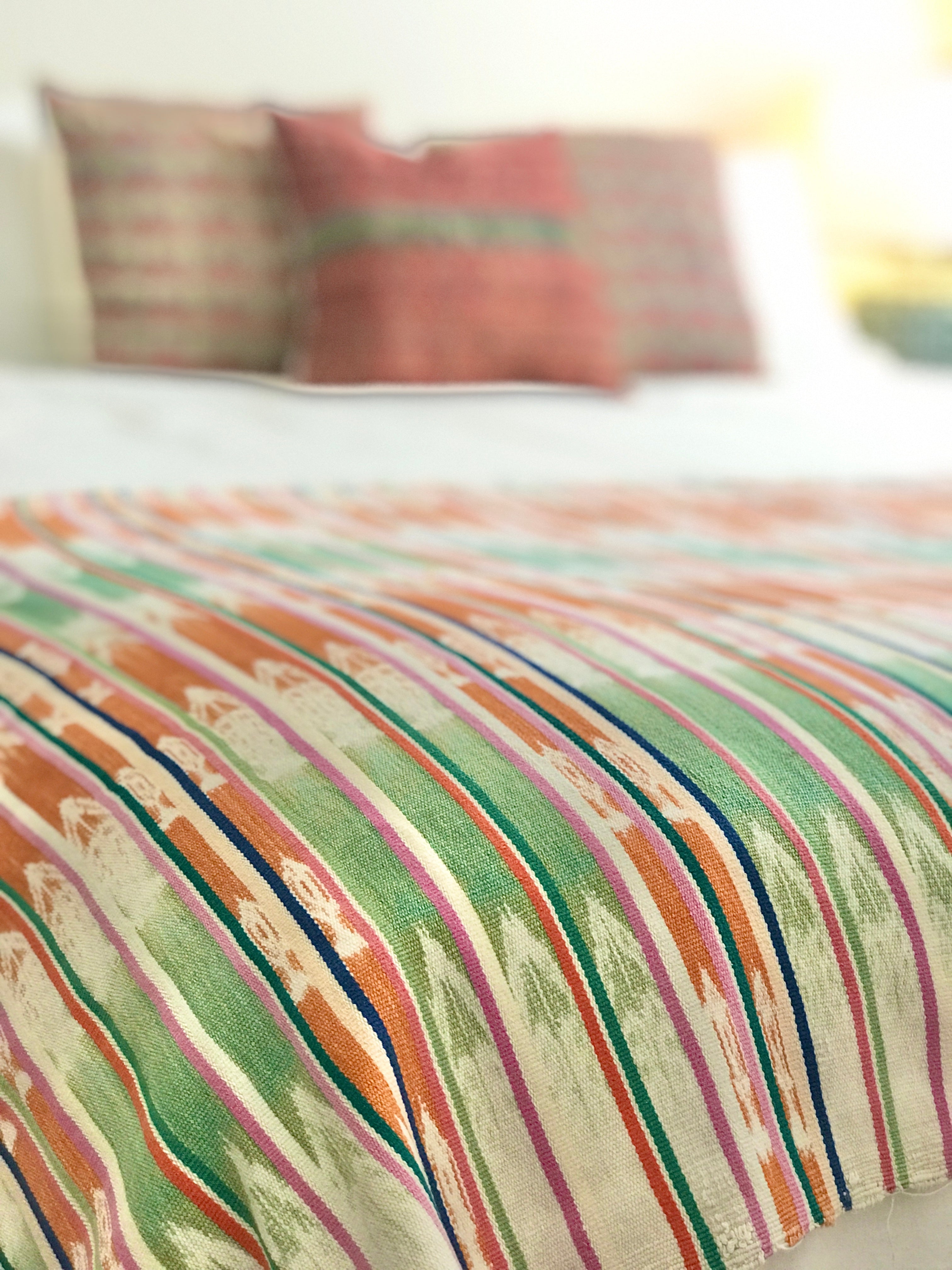 Vintage textile ikat bed throw