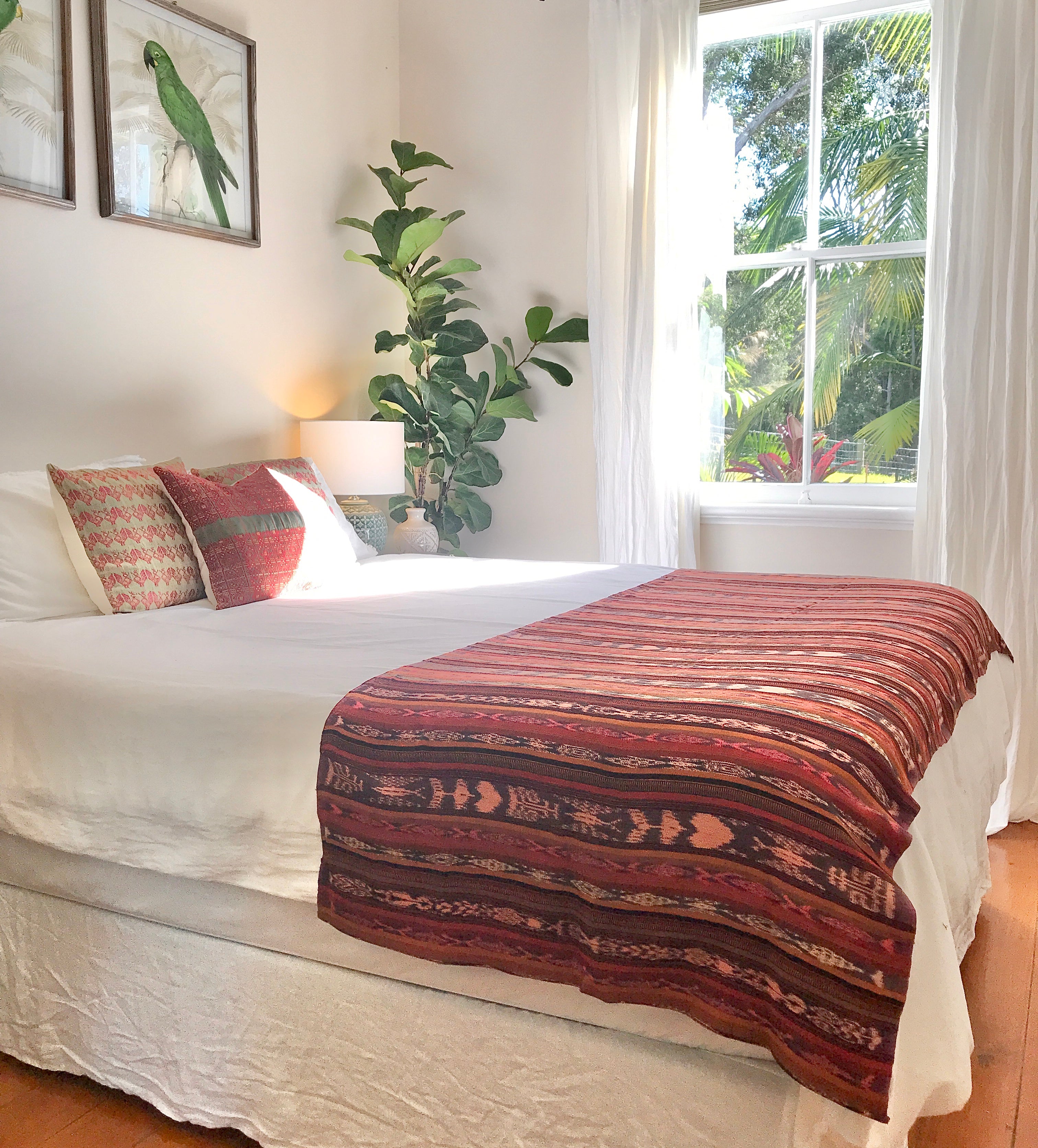 Vintage textile ikat bed throw