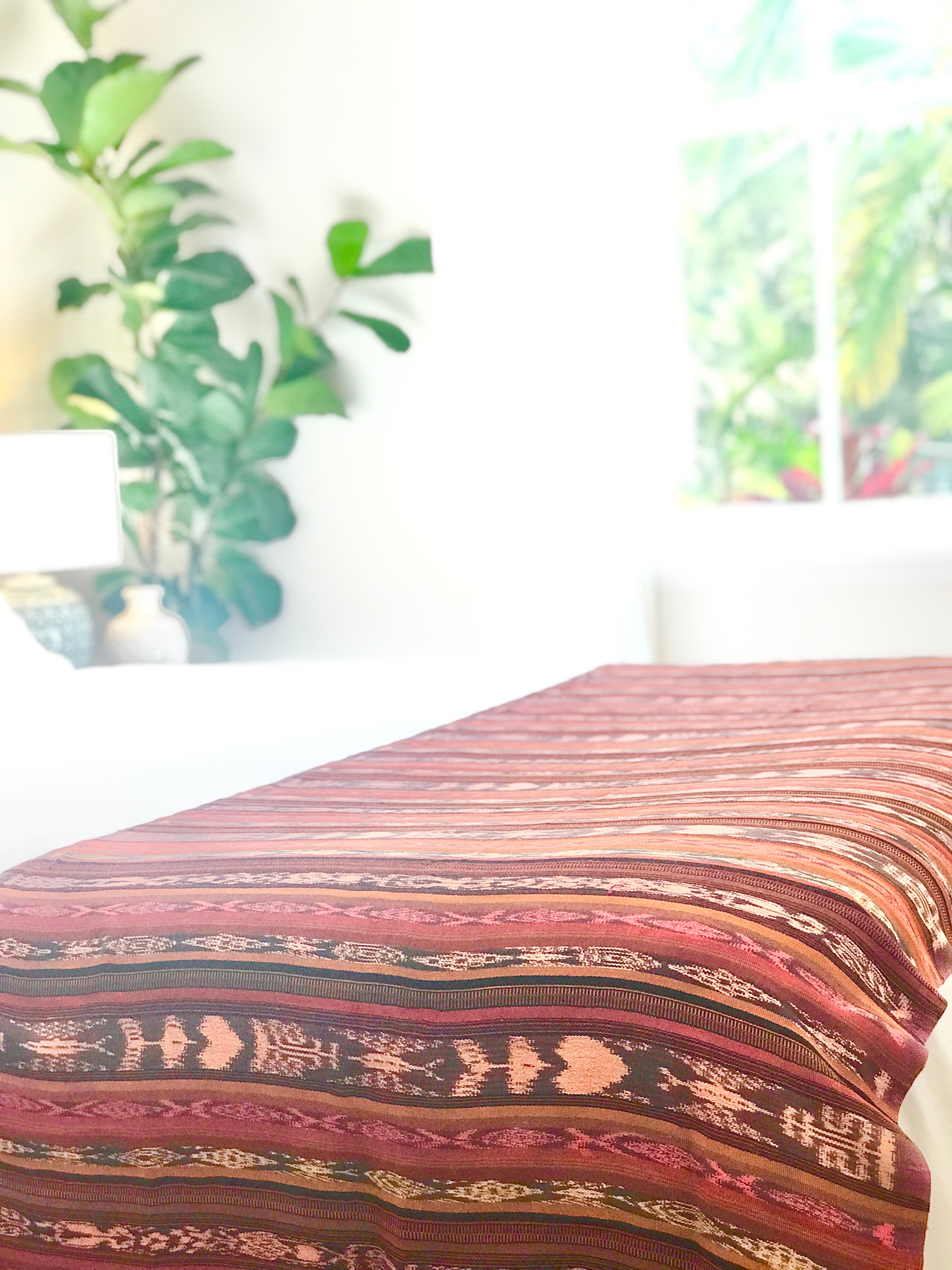 Vintage textile ikat bed throw