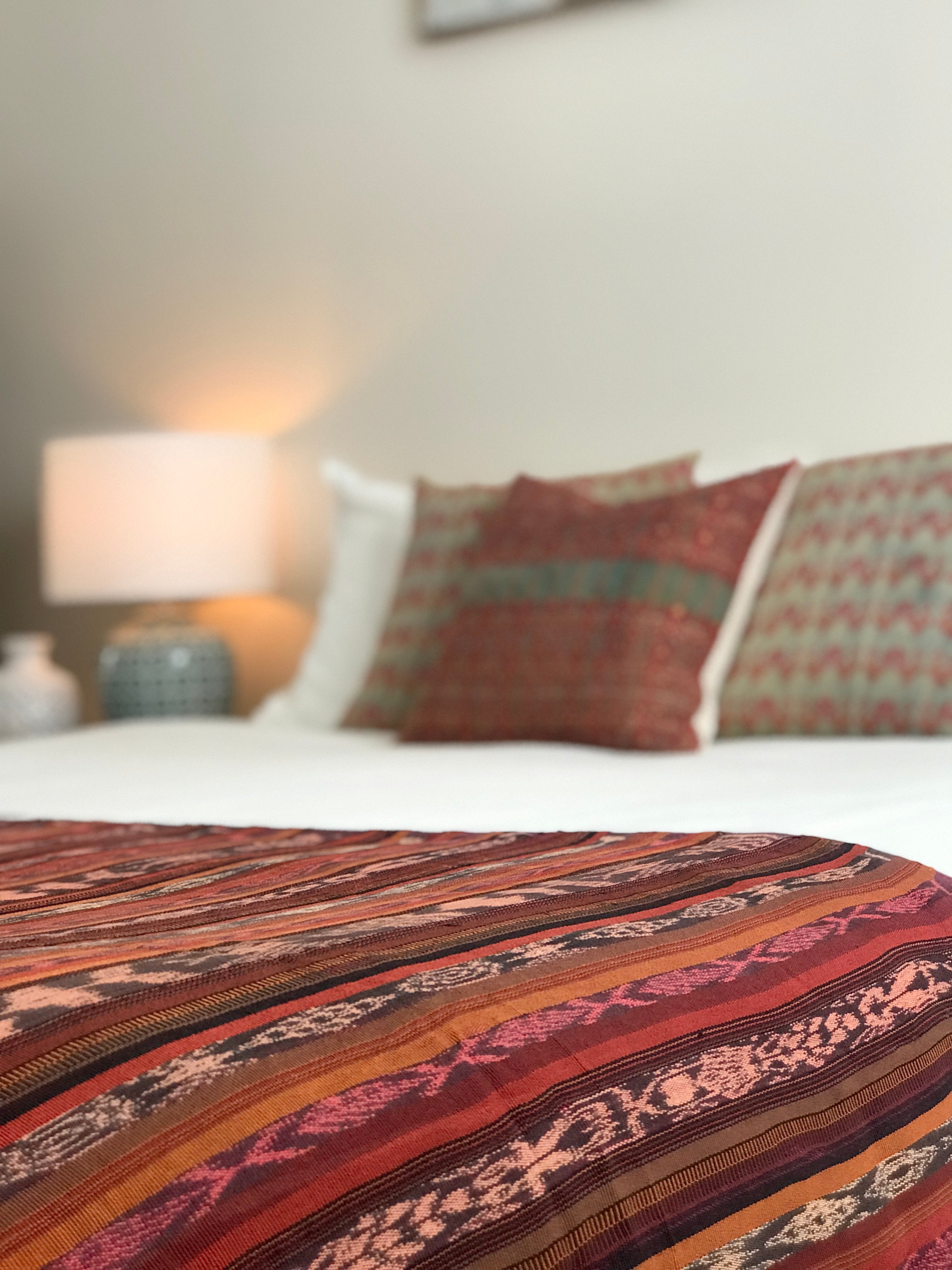 Vintage textile ikat bed throw