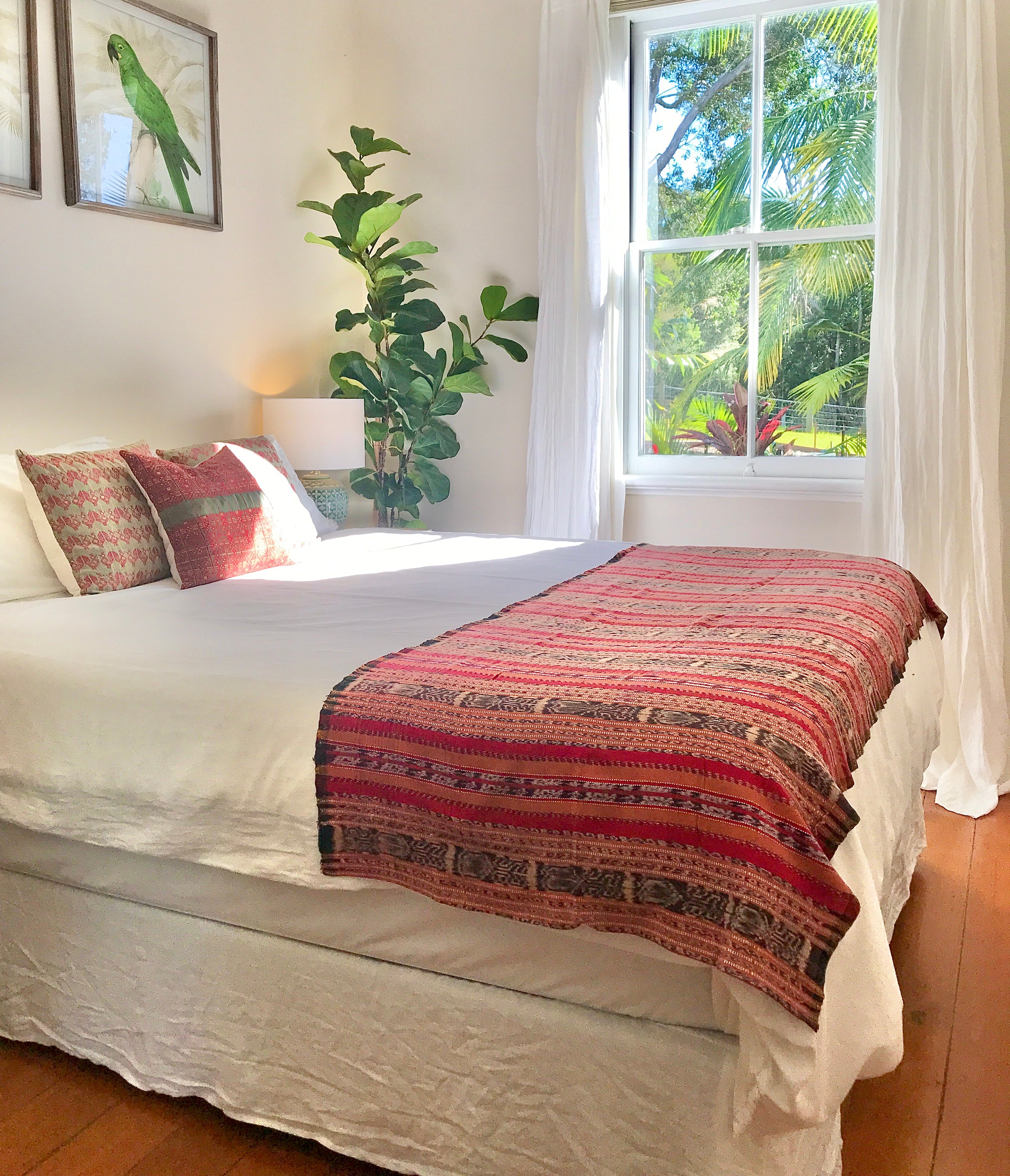 Vintage textile ikat bed throw