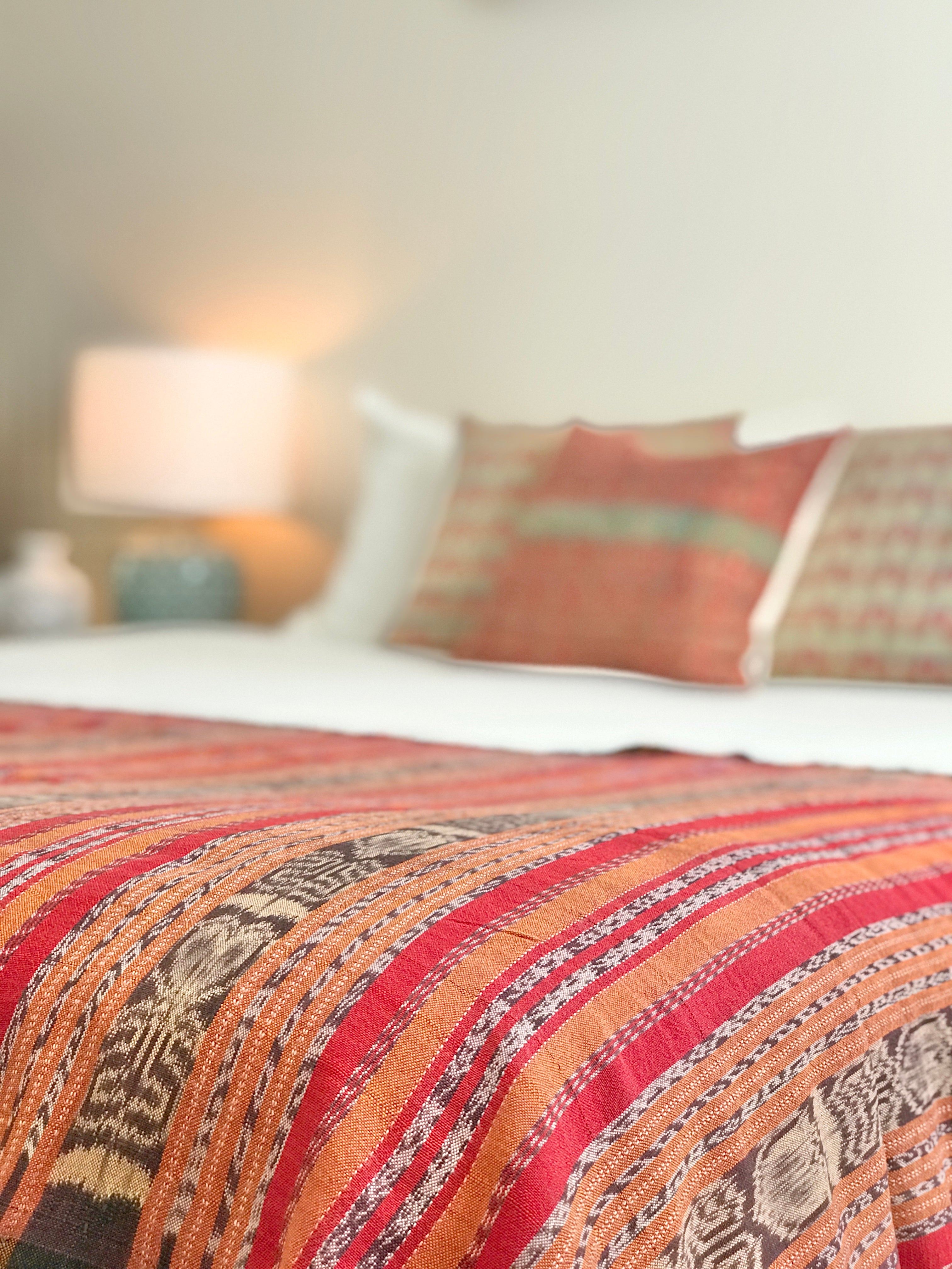 Vintage textile ikat bed throw