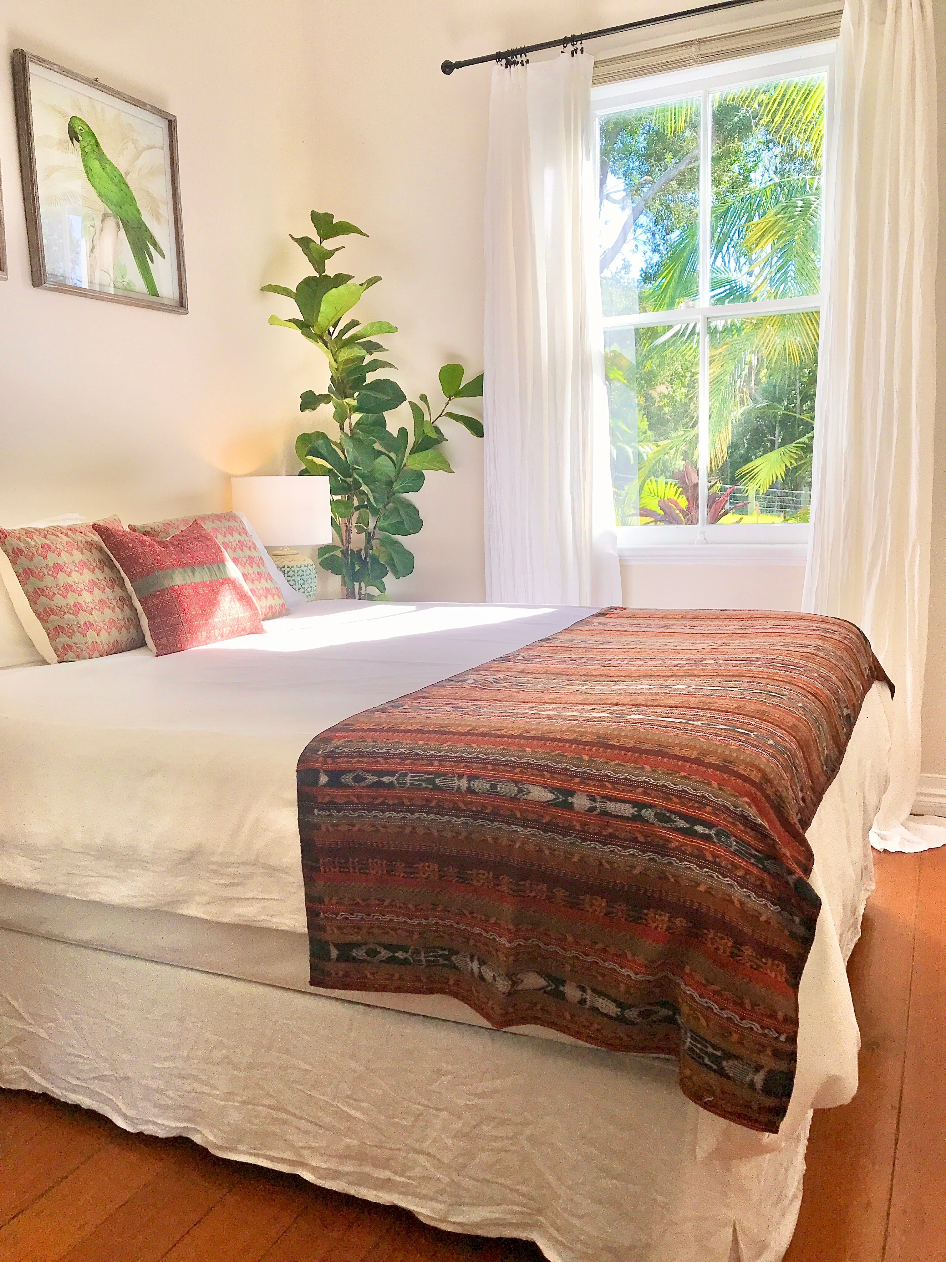 Vintage textile ikat bed throw