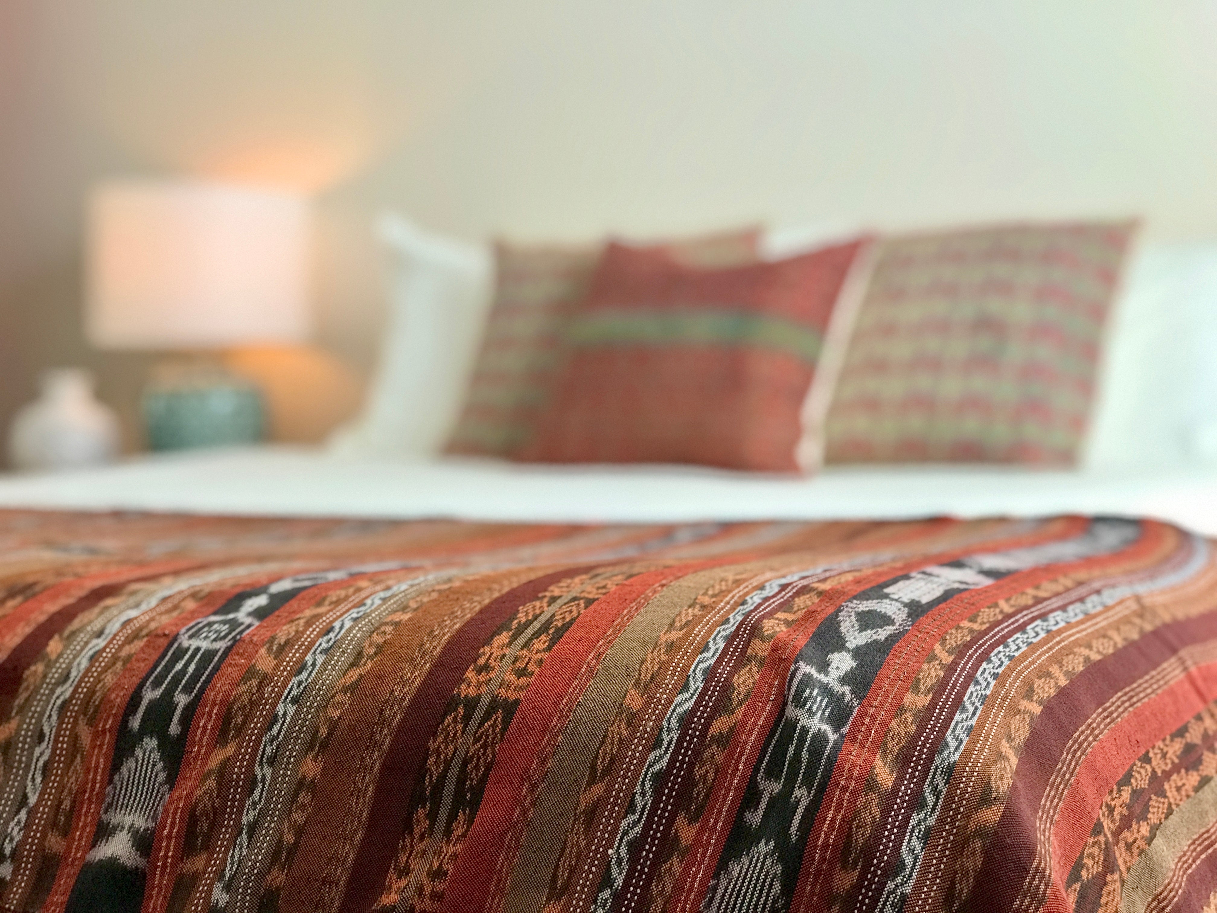 Vintage textile ikat bed throw