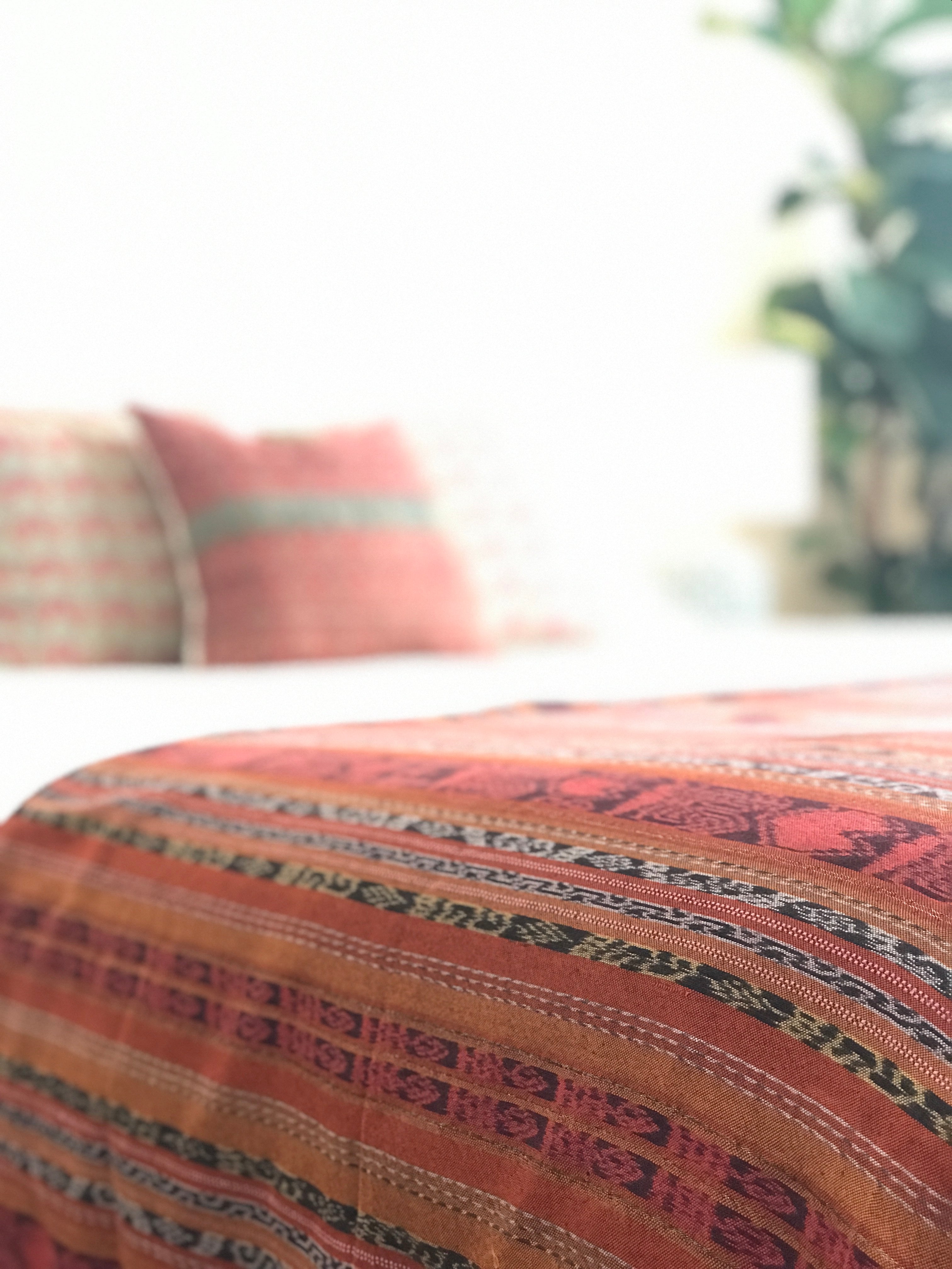 Vintage textile ikat bed throw