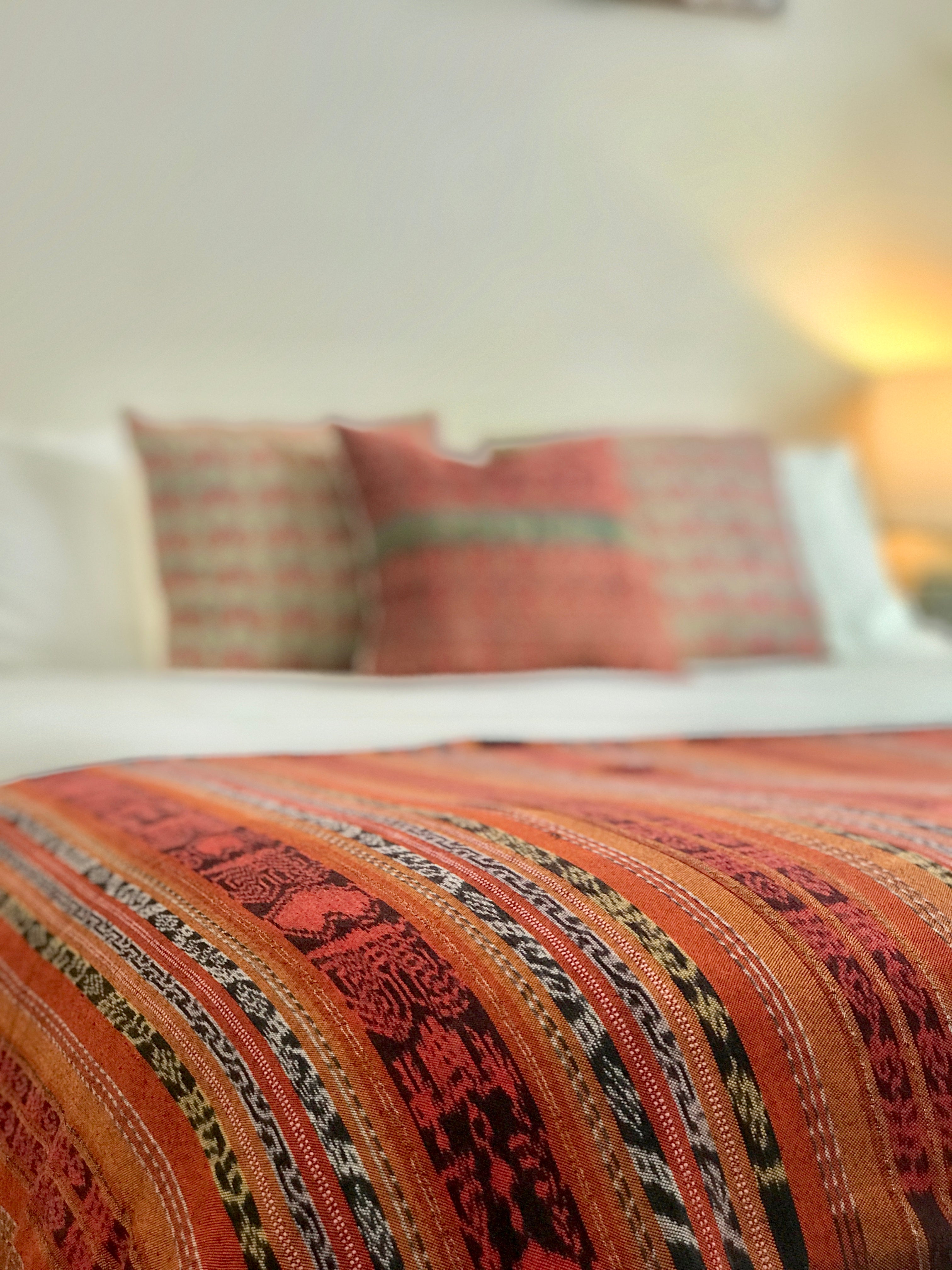 Vintage textile ikat bed throw