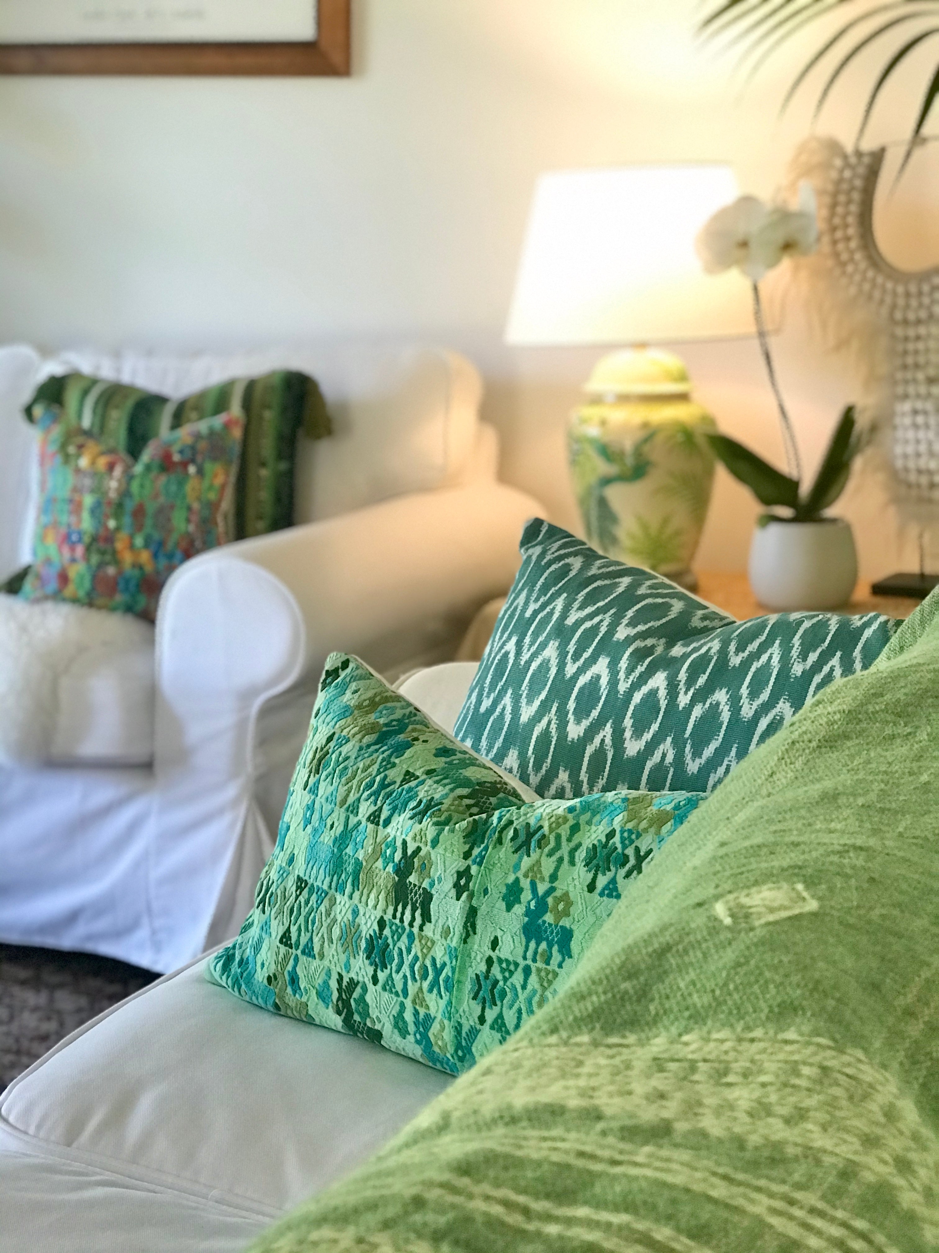 Guatemalan Huipil Textile Pillows, vintage, hand embroidered bohemian cushions