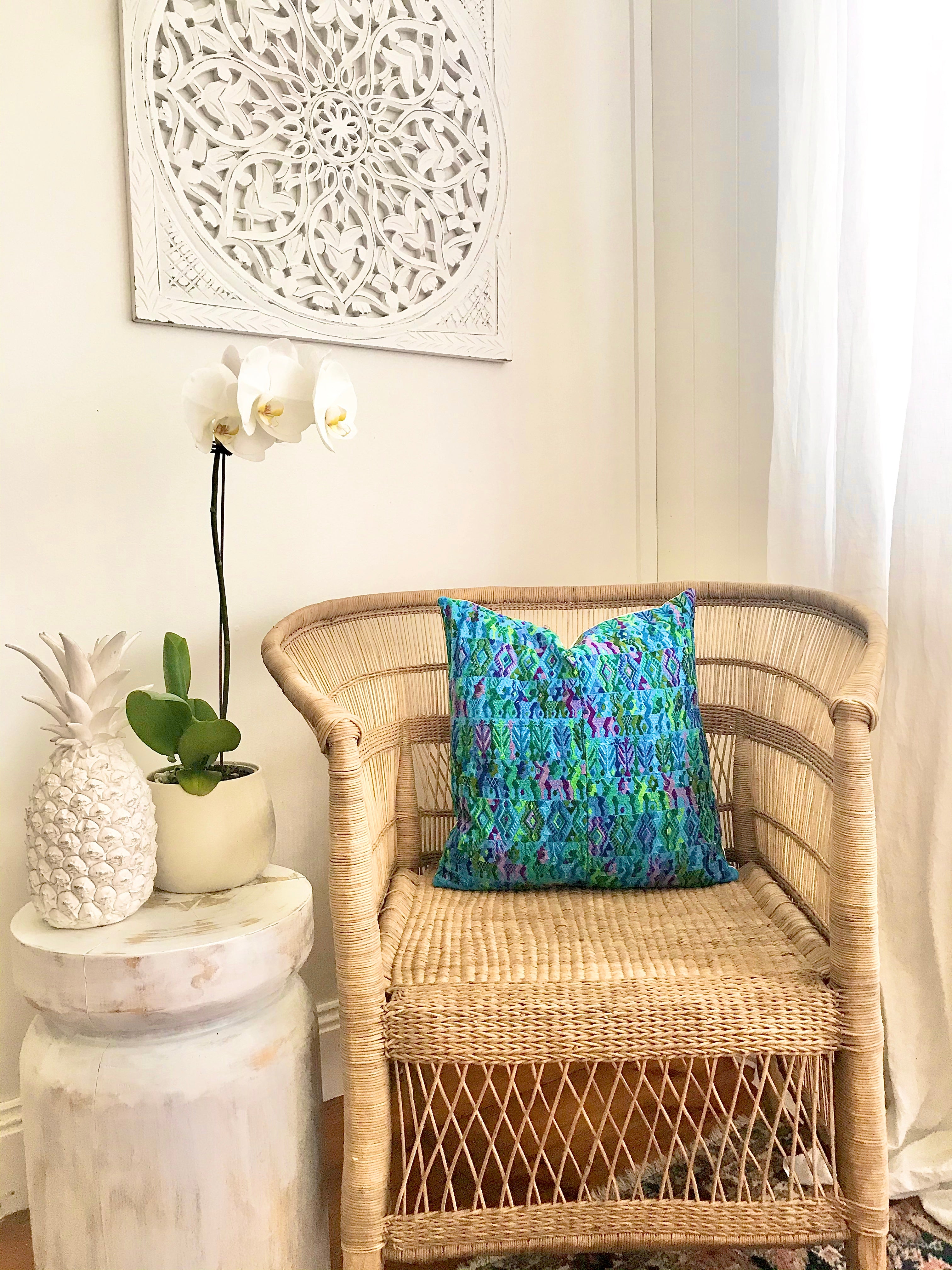 Guatemalan Huipil Textile - Bright Blue Coban VIII