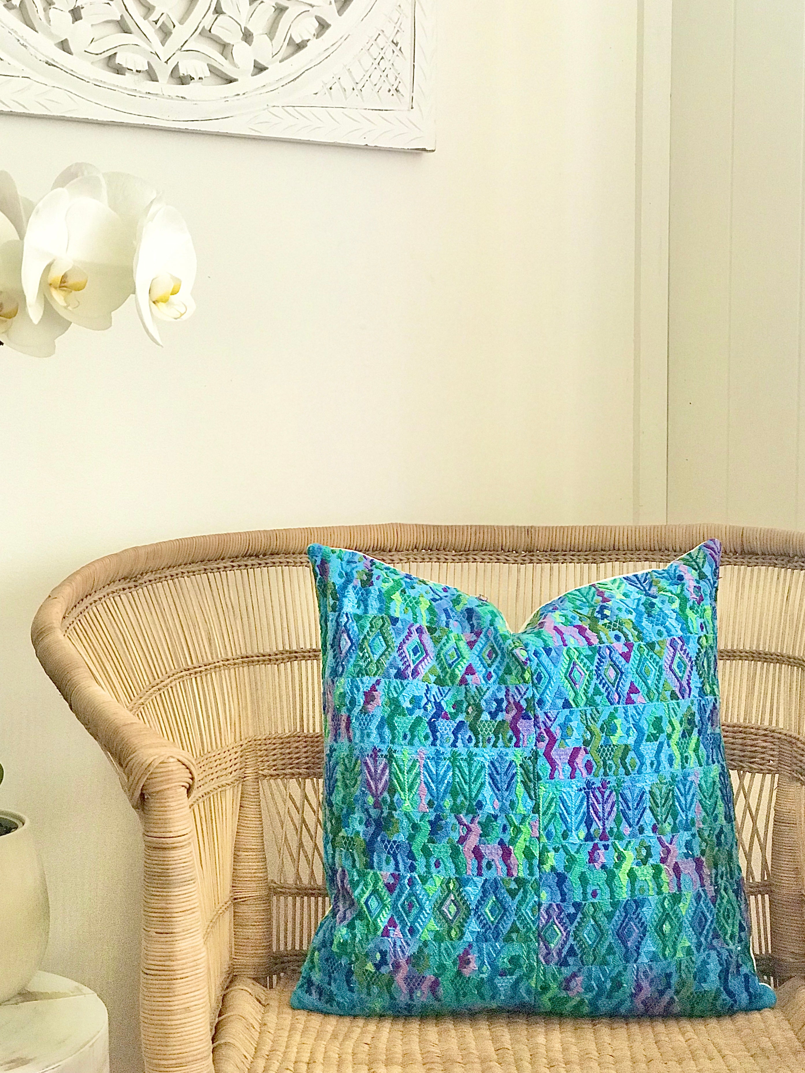 Guatemalan Huipil Textile - Bright Blue Coban VIII