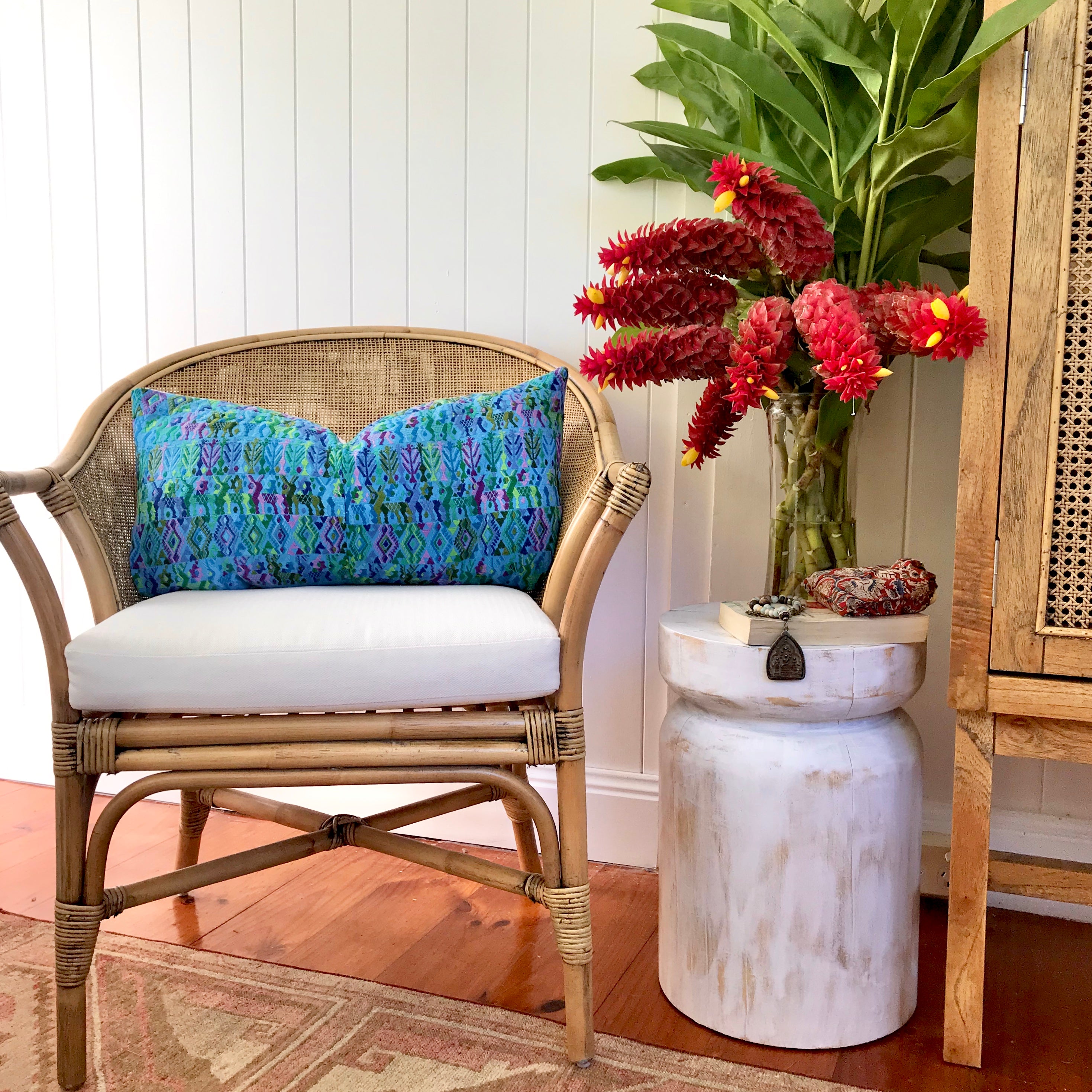 Guatemalan Huipil Textile - Bright Blue Coban IX