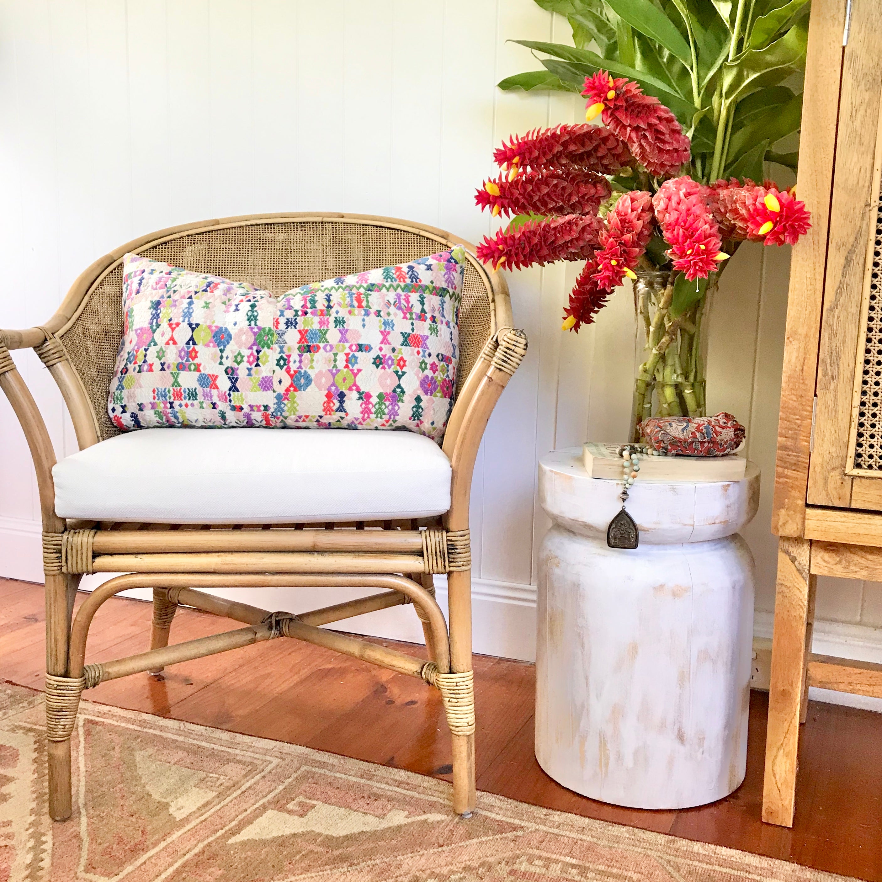 Guatemalan Huipil Textile Pillows, vintage, hand embroidered colourful bohemian cushion from Coban