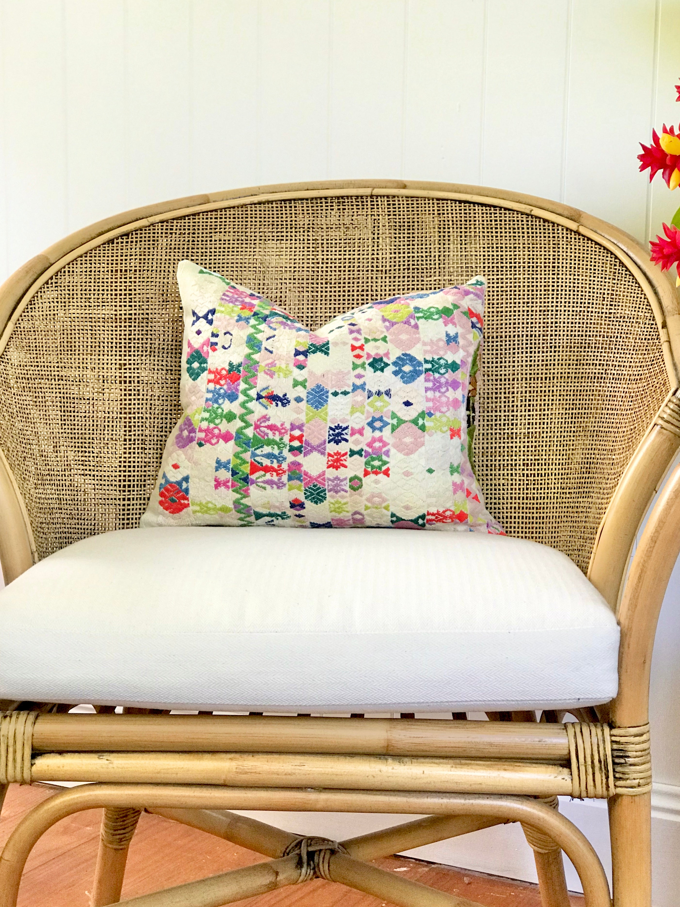 Guatemalan Huipil Pillow - White Coban II