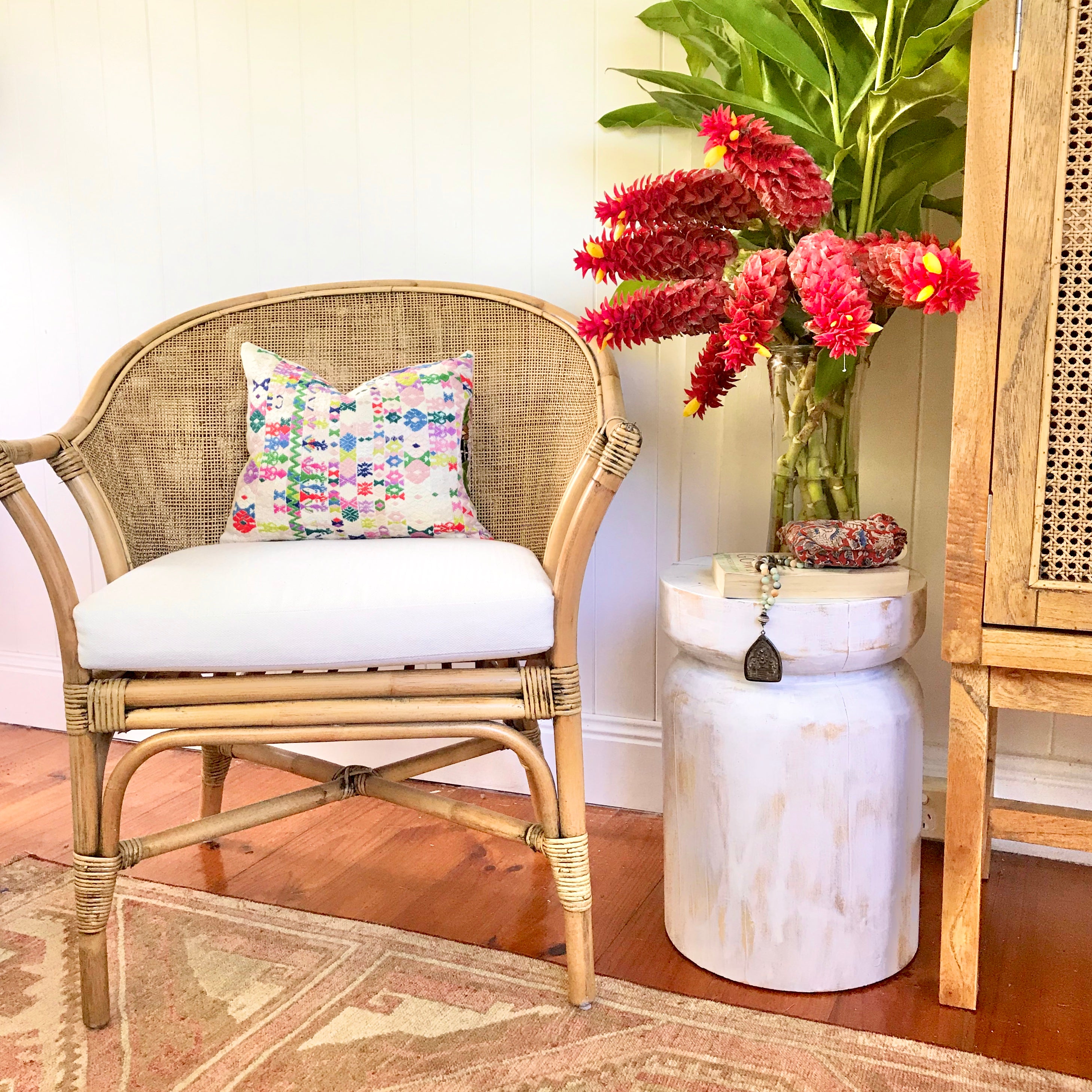 Guatemalan Huipil Pillow - White Coban II