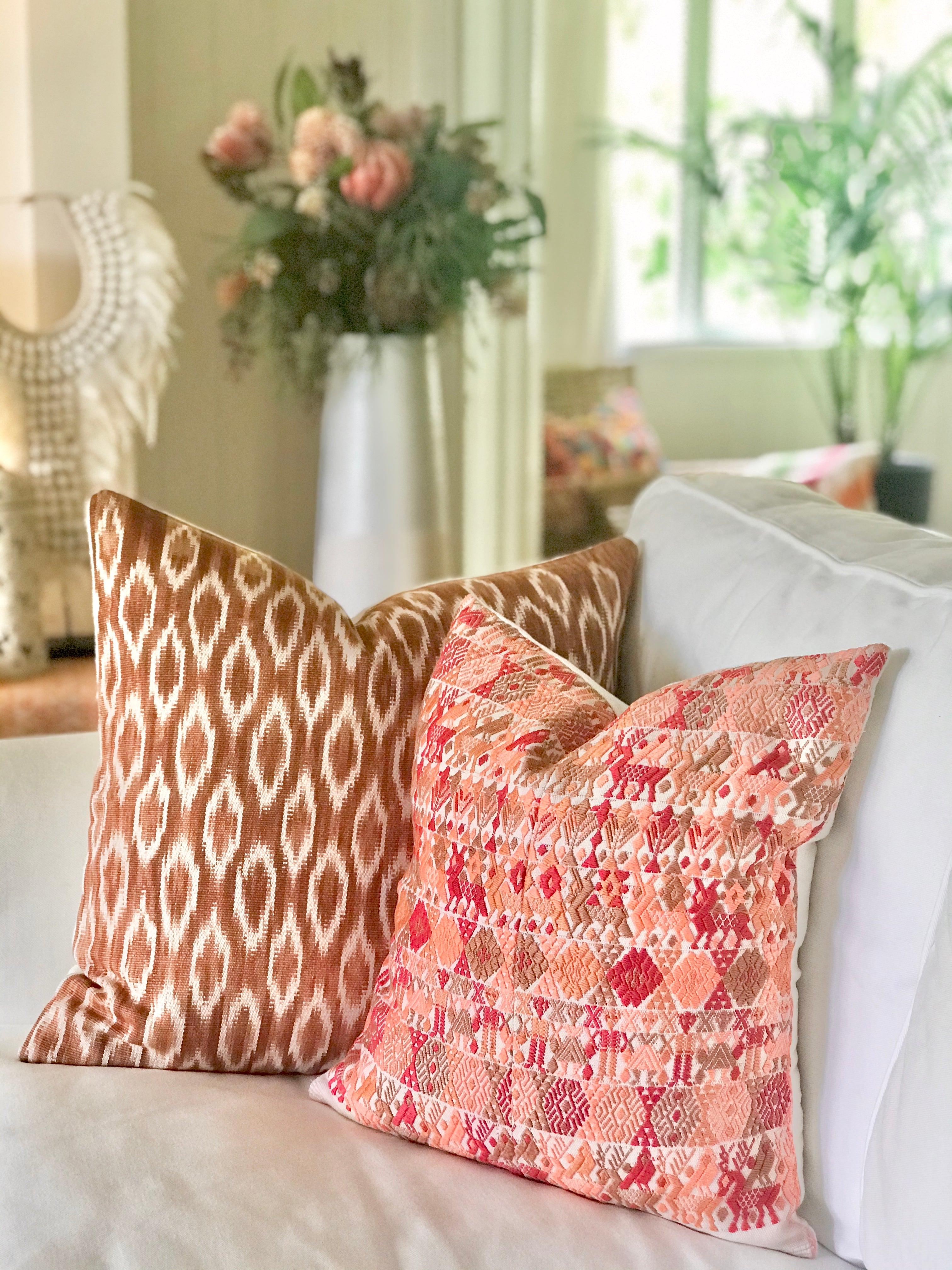 Handwoven Guatemala ikat pillow