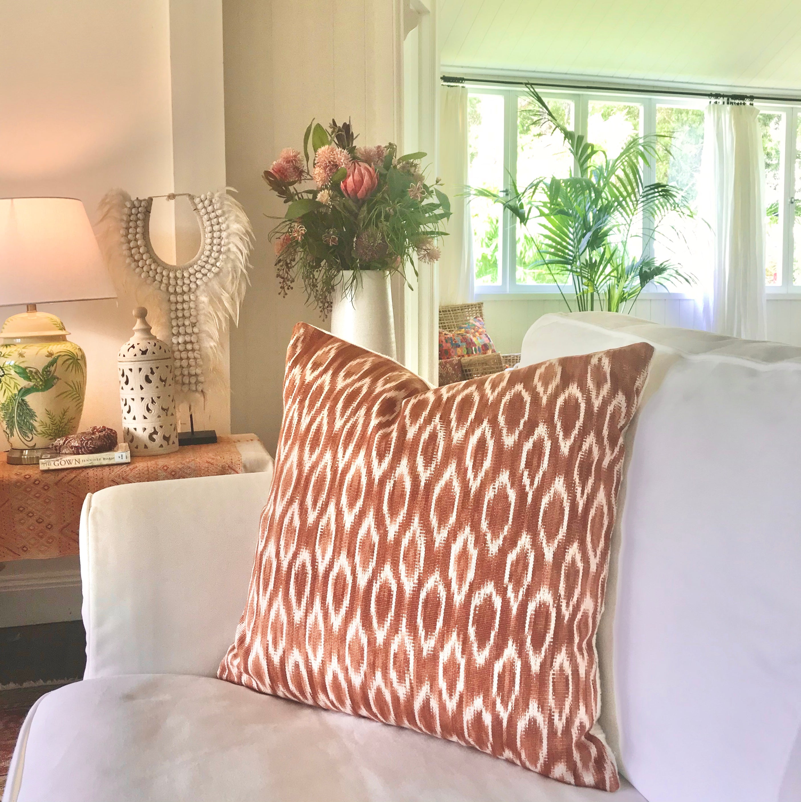 Handwoven Guatemala ikat pillow