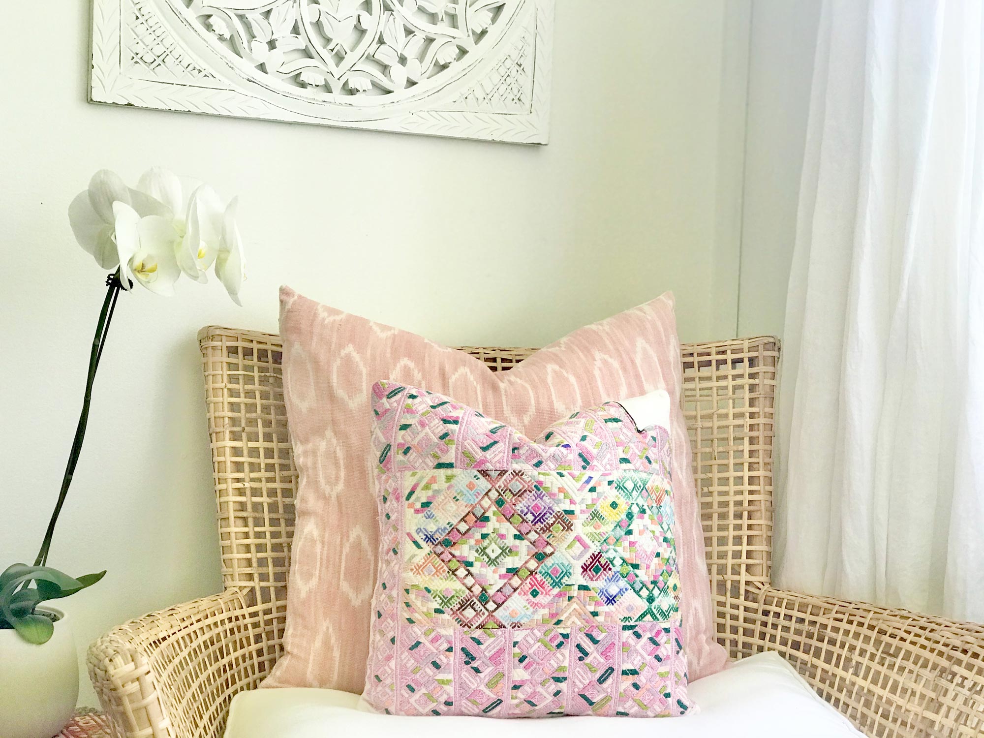 Huipil Pillow - Pink Nahuala III