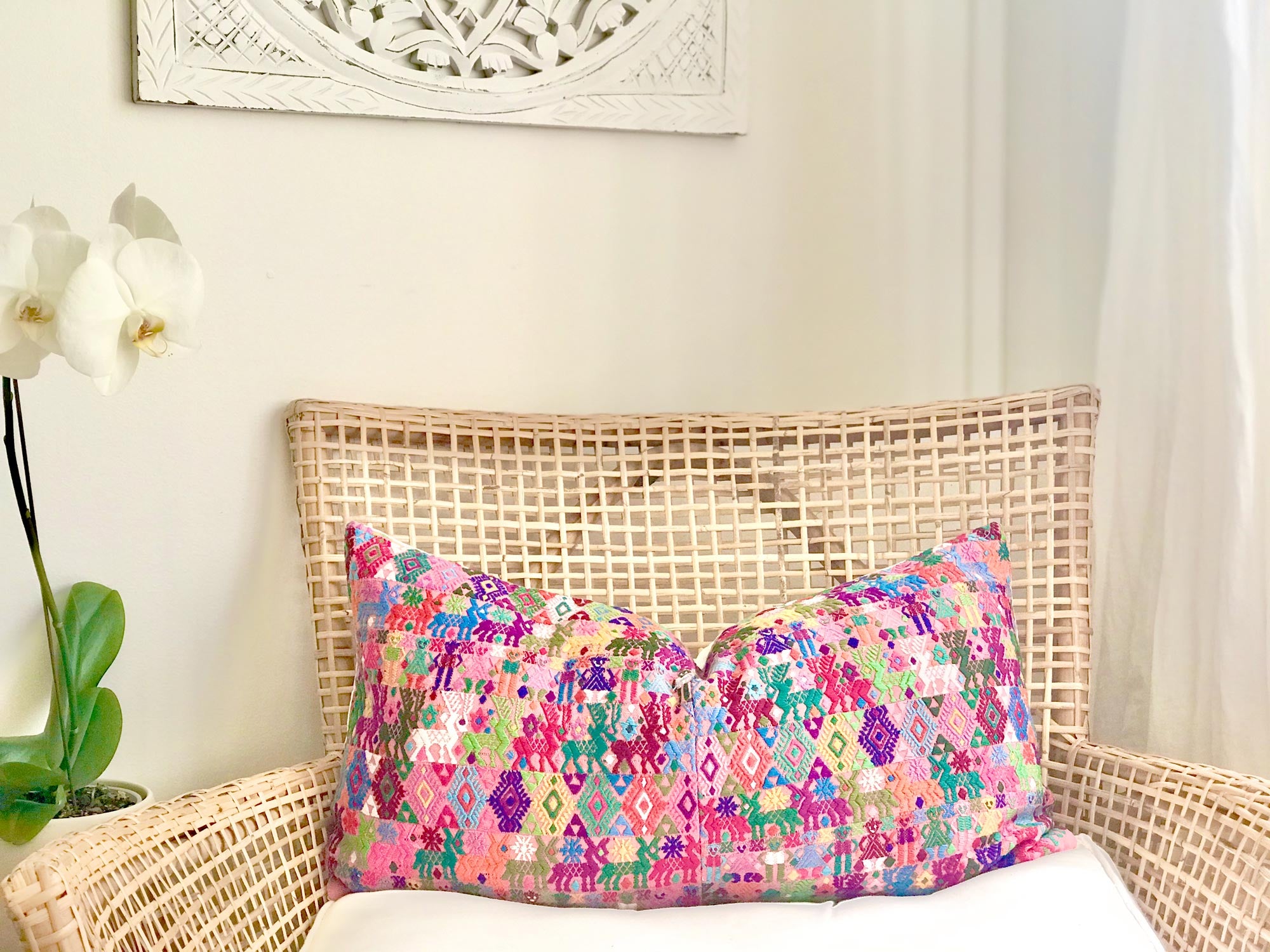 Guatemalan Huipil Pillow - Pink Coban XV