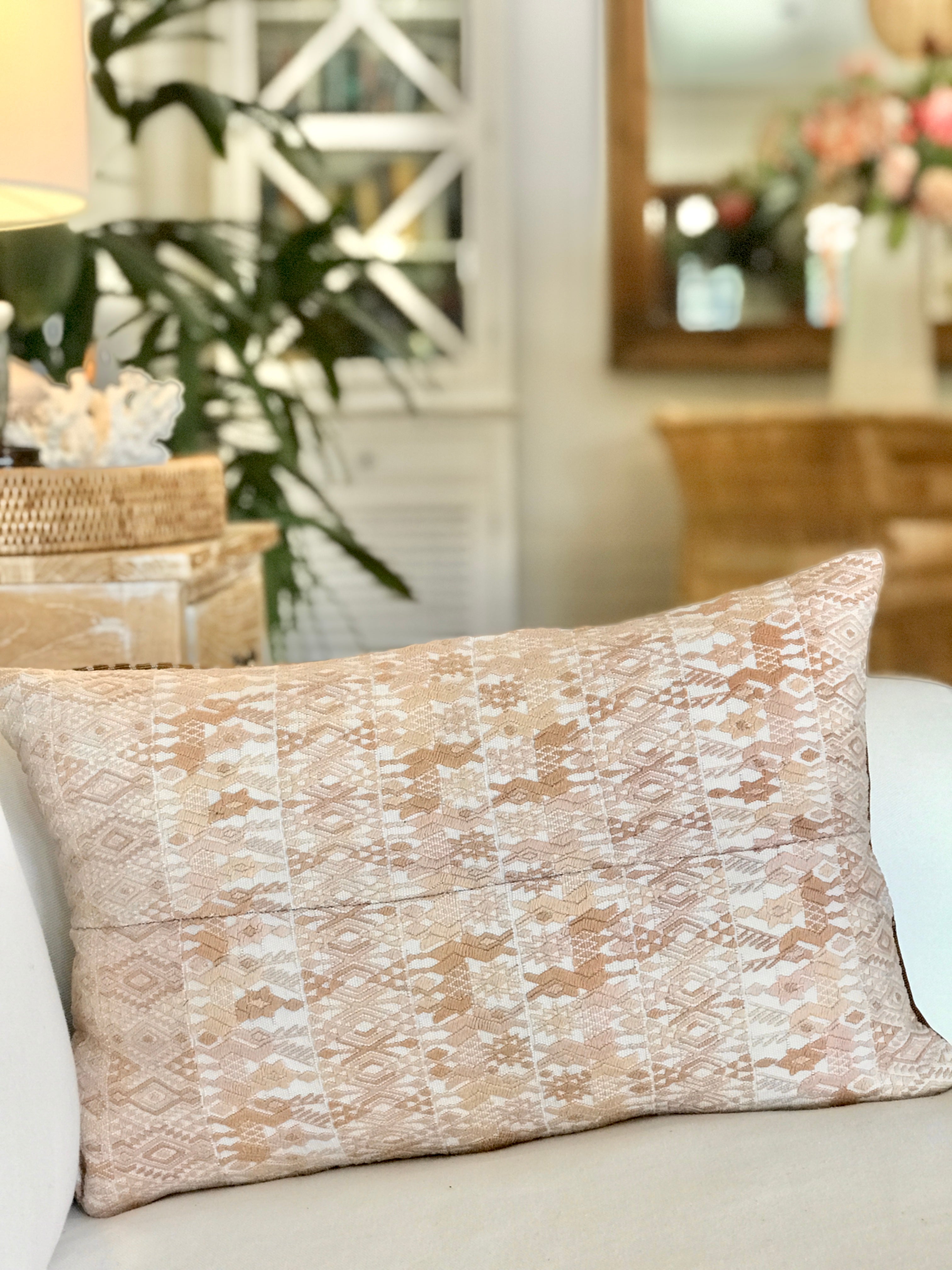 Guatemalan Huipil Pillows - Beige Coban I