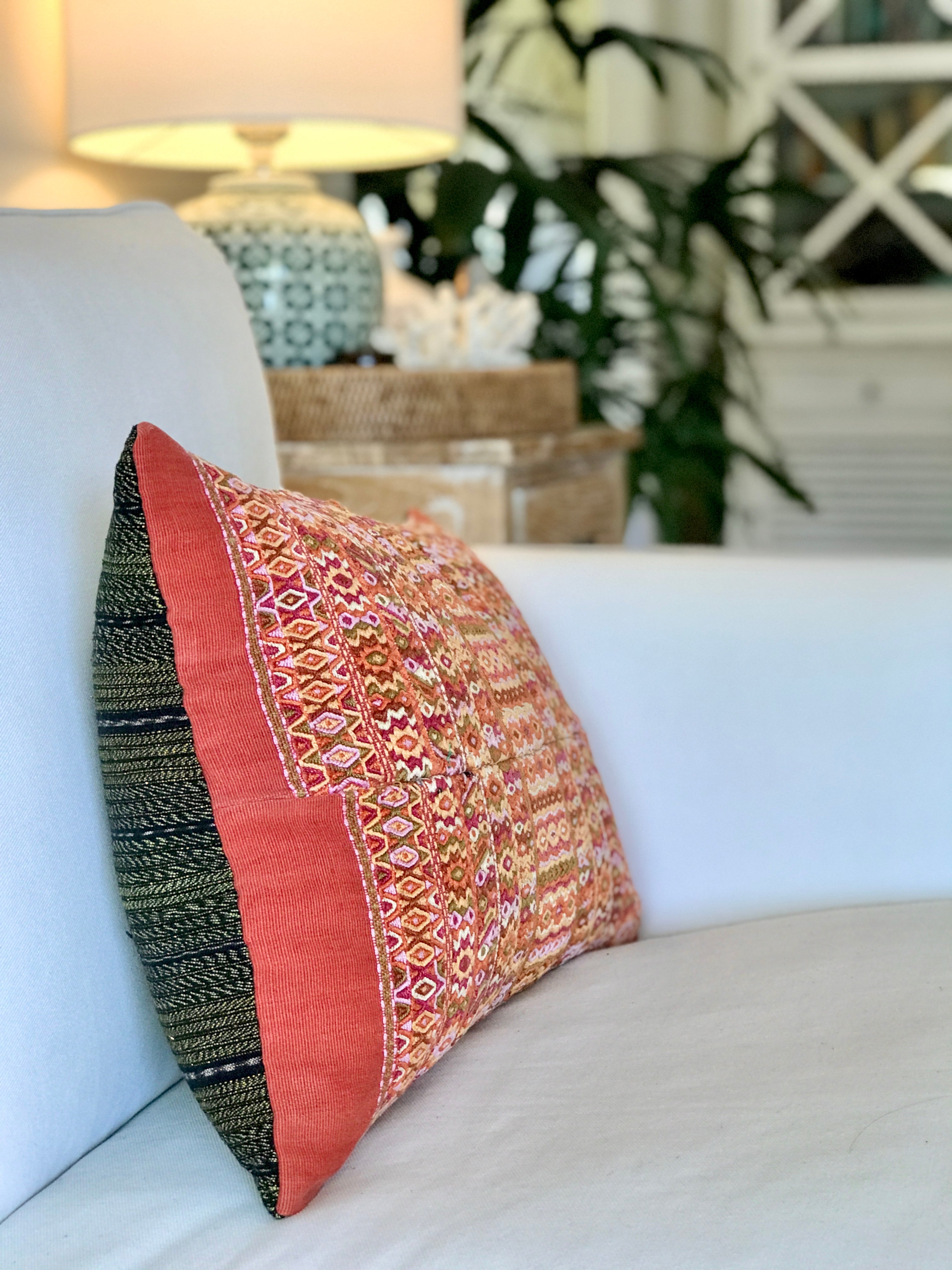 Vintage Textile Cushion - Terracotta San Juan Cotzal I