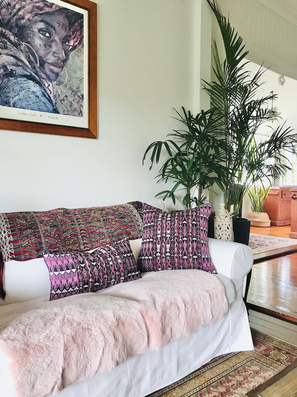 Guatemalan textiles, ikat pillow - Lamour Artisans