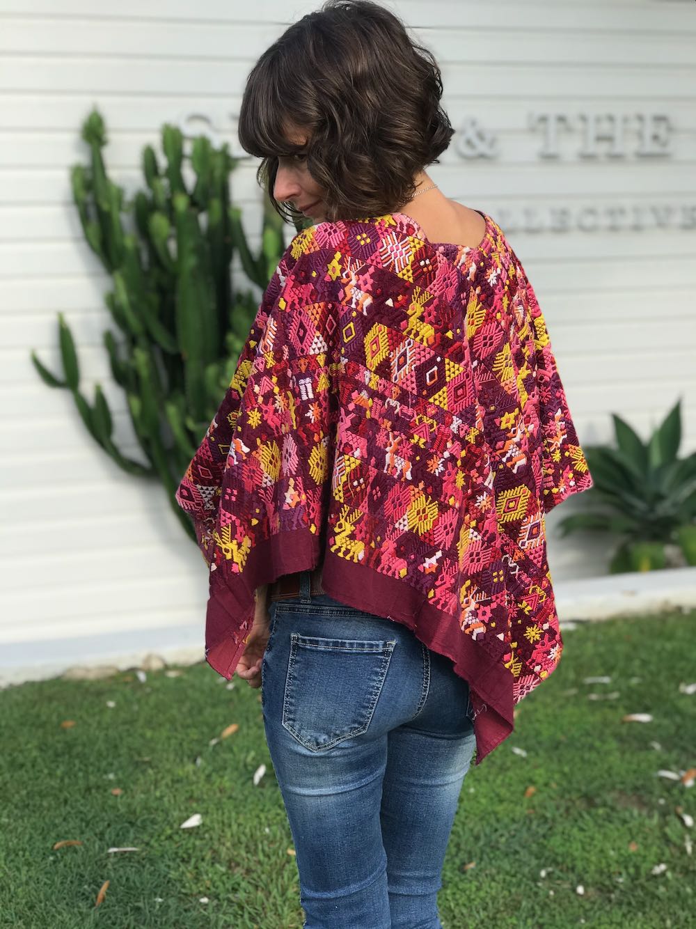 Guatemalan Huipil - burgundy, pink and yellow Coban huipil