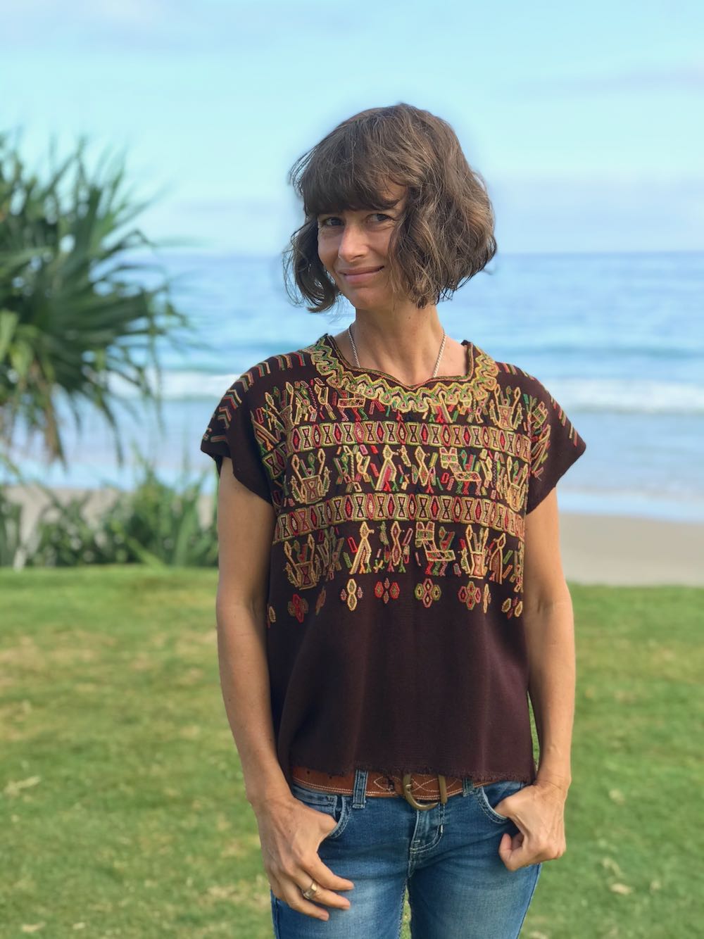 Guatemalan Huipil - chocolate brown Nebaj huipil
