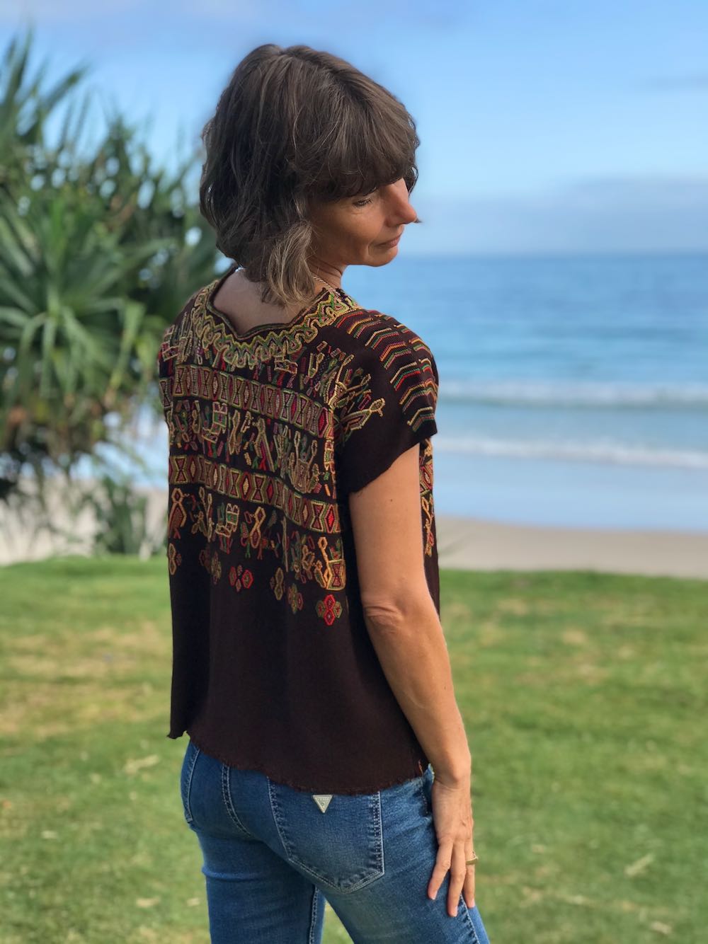 Guatemalan Huipil - chocolate brown Nebaj huipil