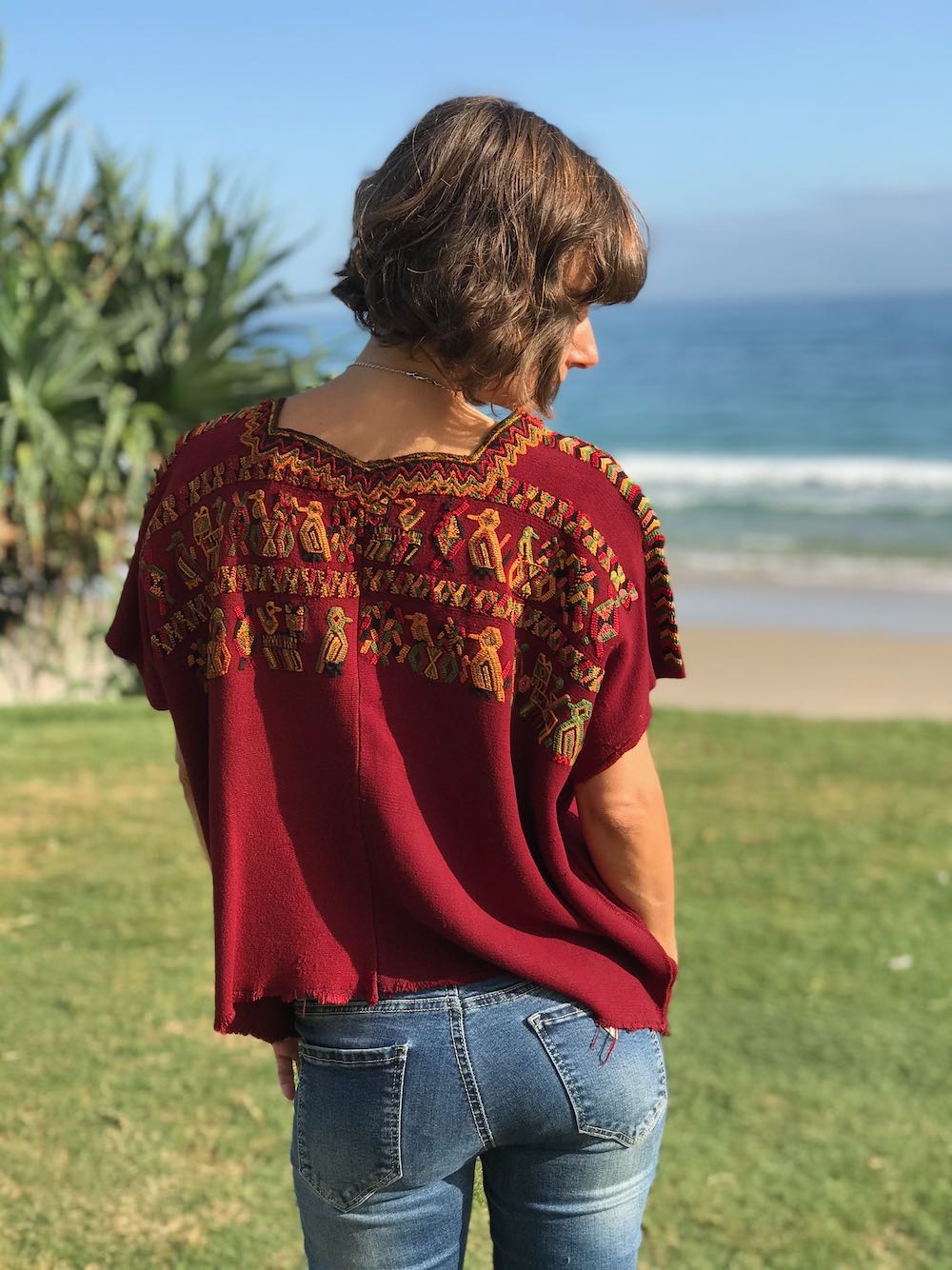 Guatemalan Huipil - burgundy Nebaj huipil