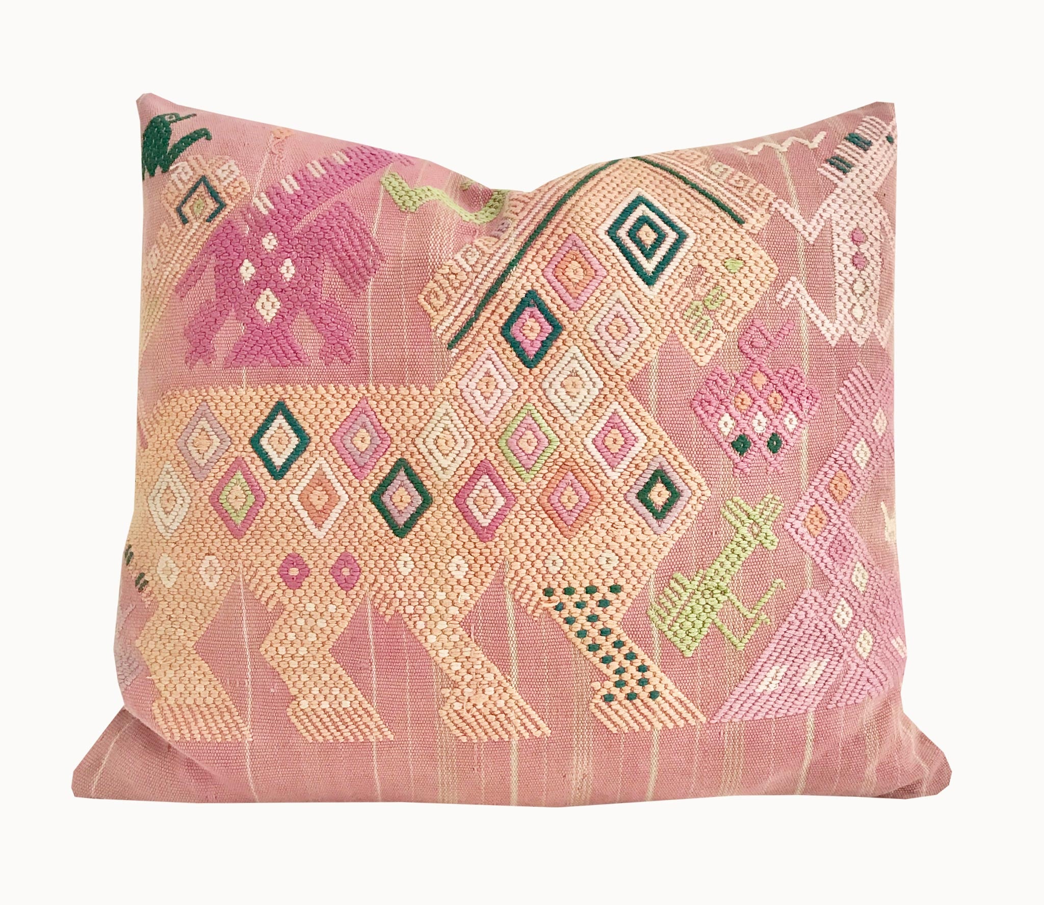 Vintage textile huipil cushion