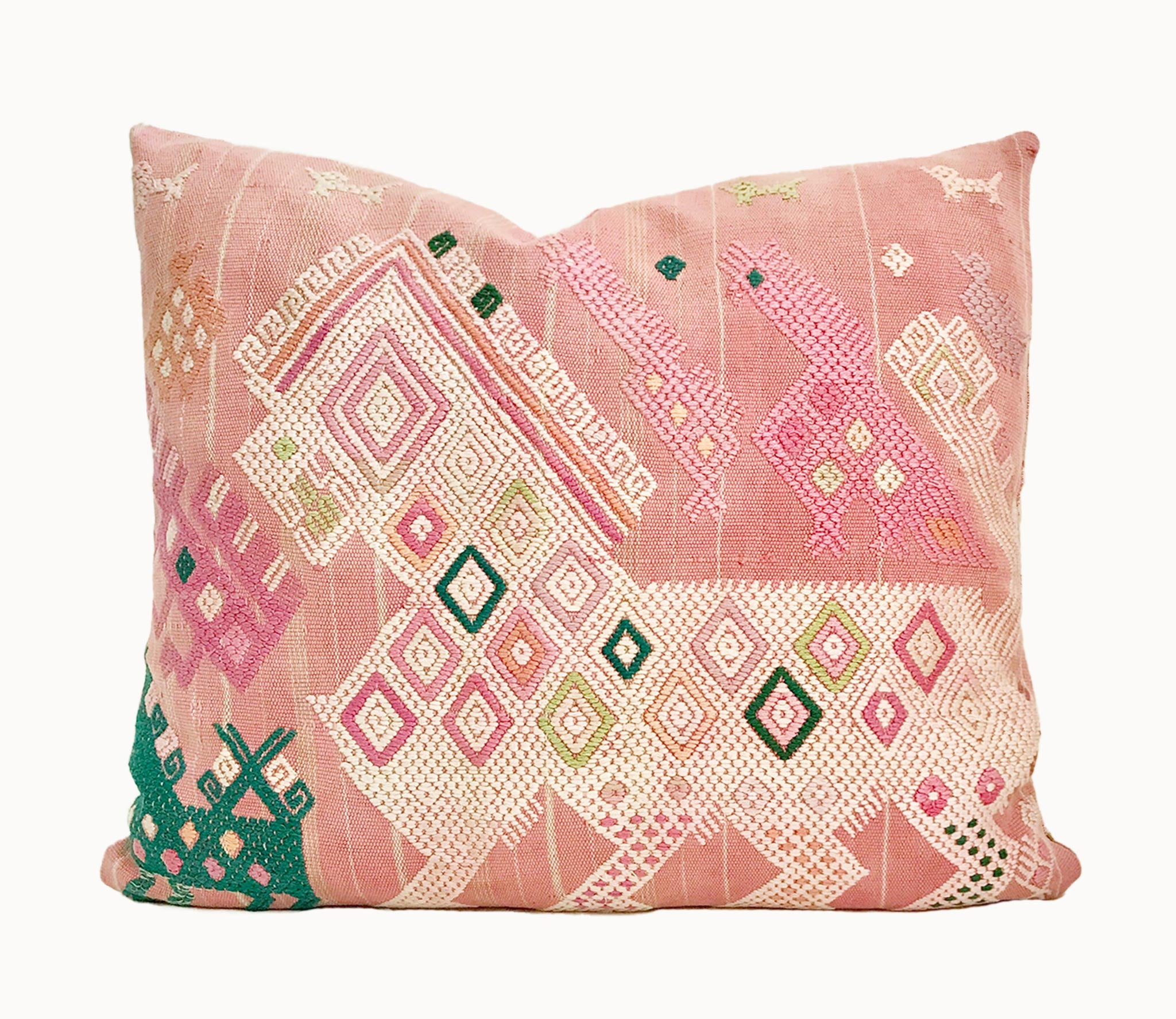 Vintage textile huipil cushion