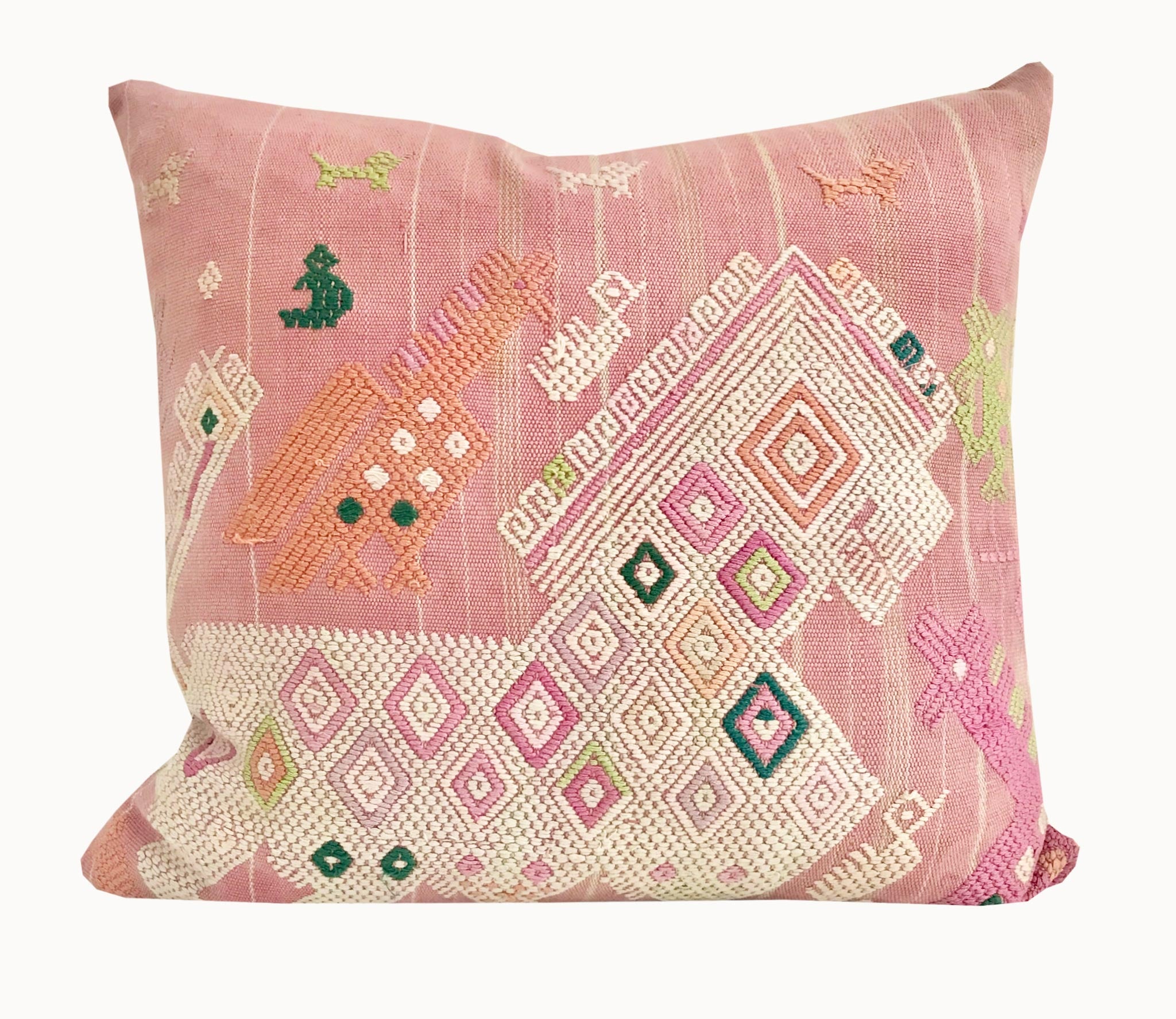 Vintage textile huipil cushion