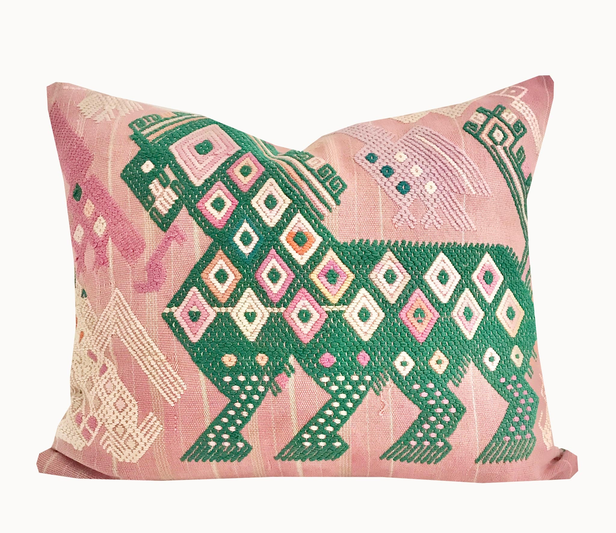 Vintage textile huipil cushion